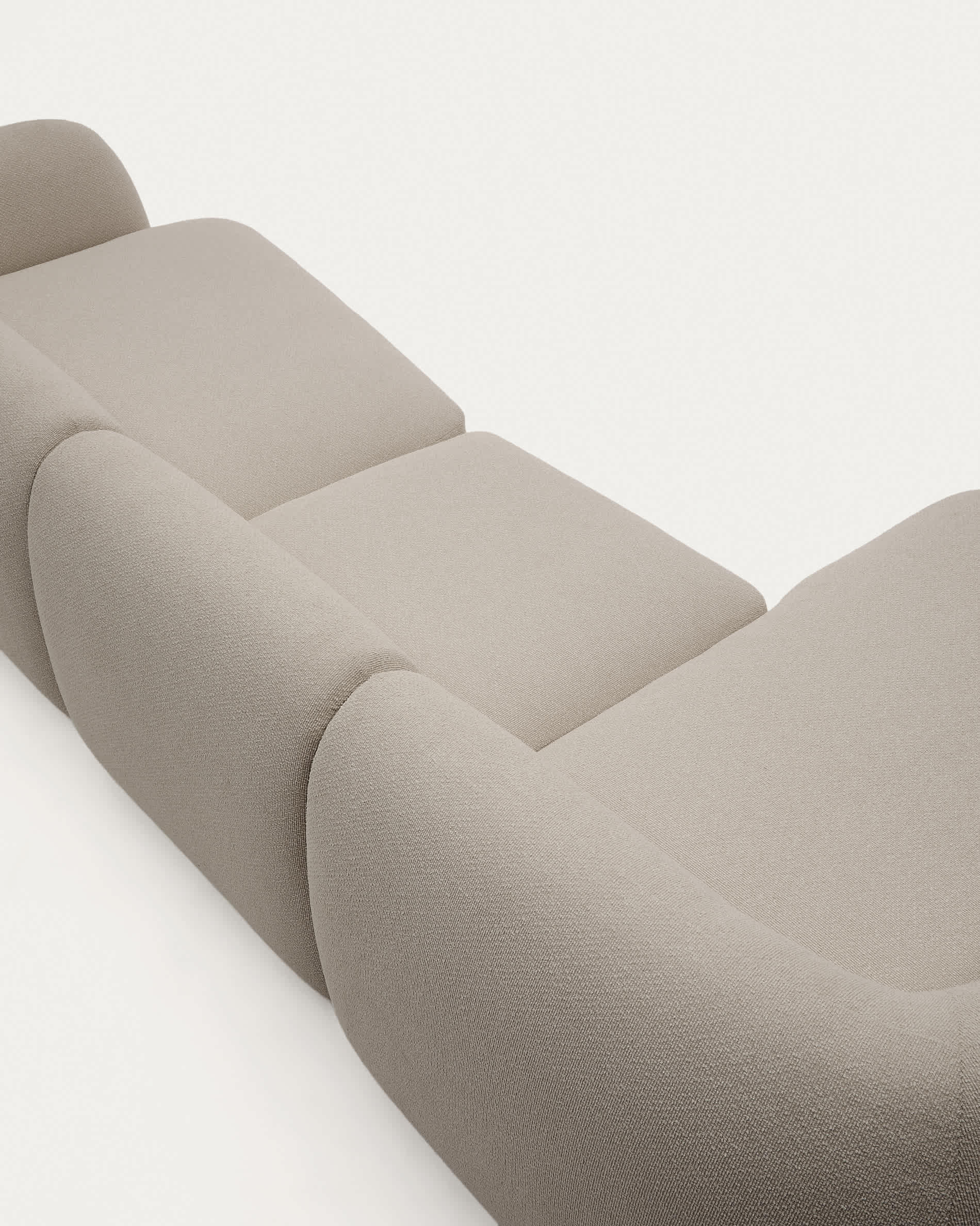 Martina stone-coloured chenille 4-seater modular sofa with left chaise longue 377cm