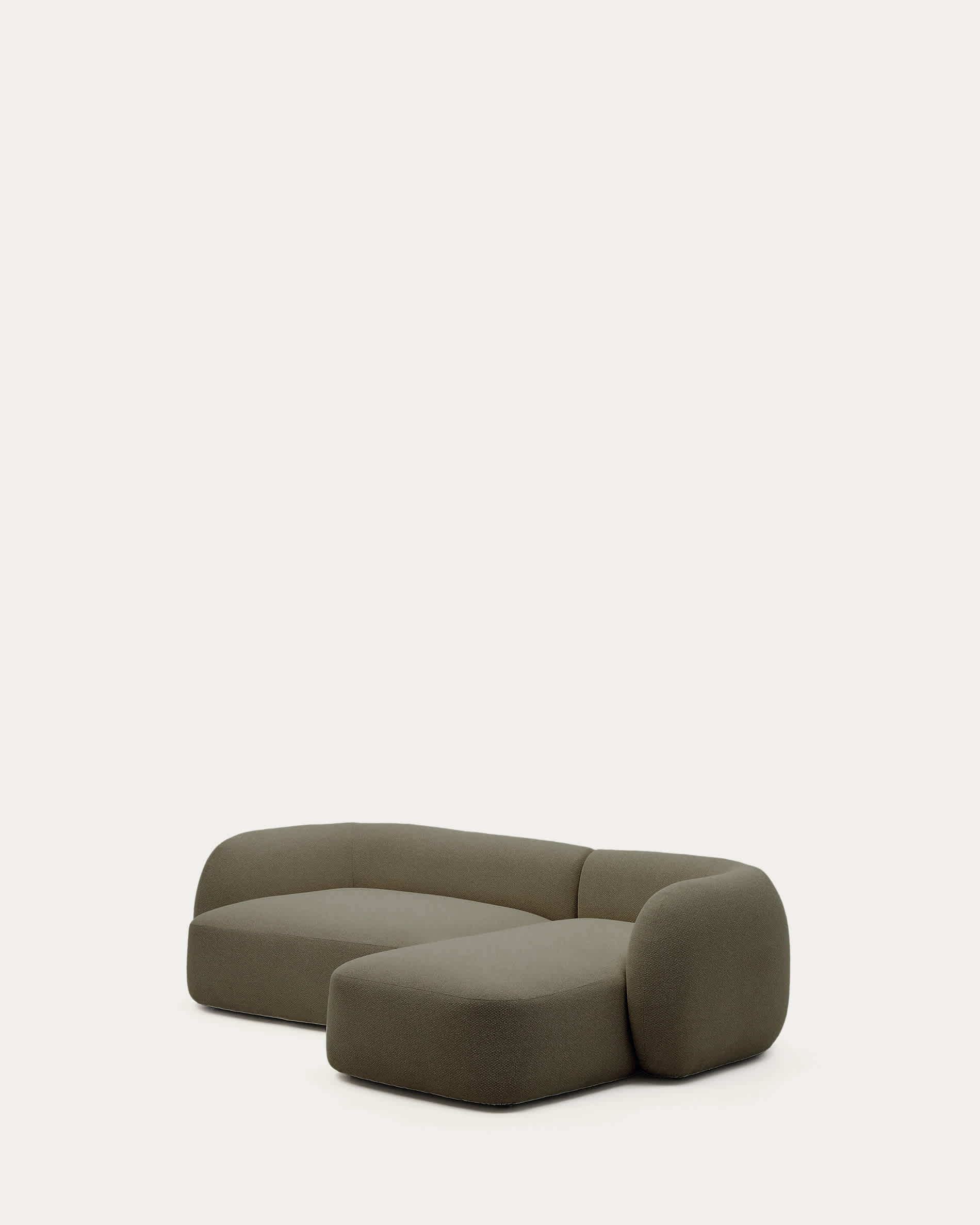 Martina green chenille 3-seater modular sofa with right chaise longue 287 cm