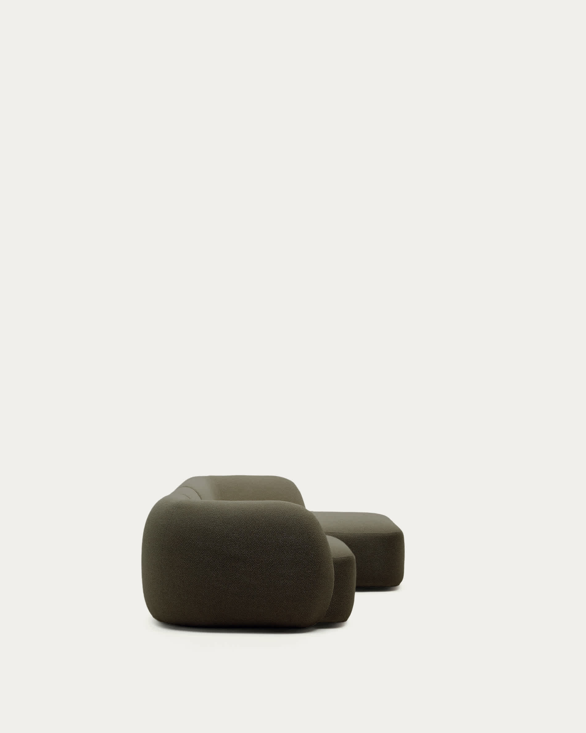 Martina green chenille 4-seater modular sofa with right chaise longue 377 cm