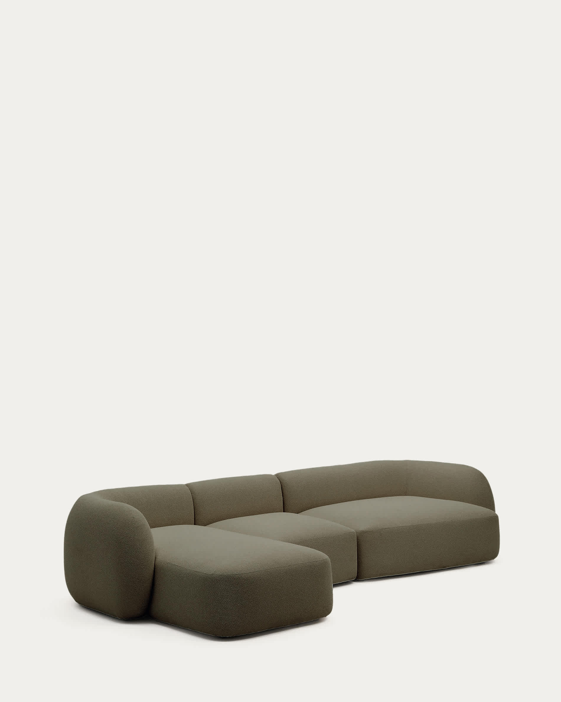 Martina green chenille 4-seater modular sofa with left chaise longue 377 cm
