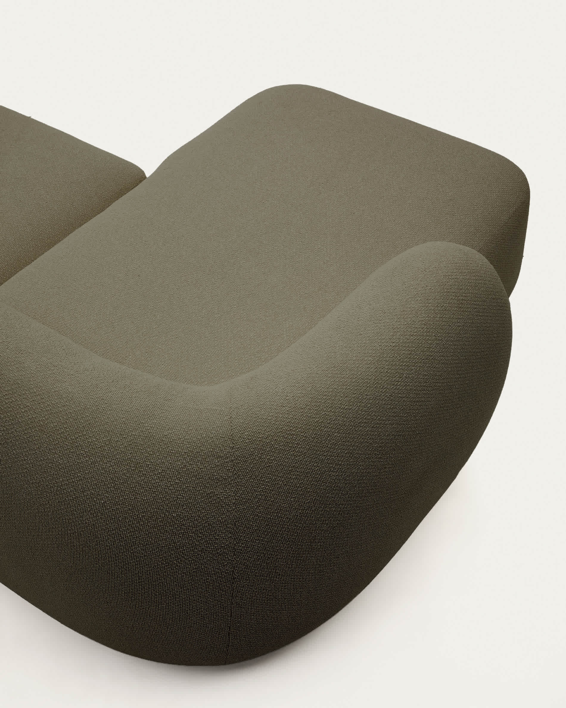 Martina green chenille 2-seater modular sofa with left chaise longue 230 cm