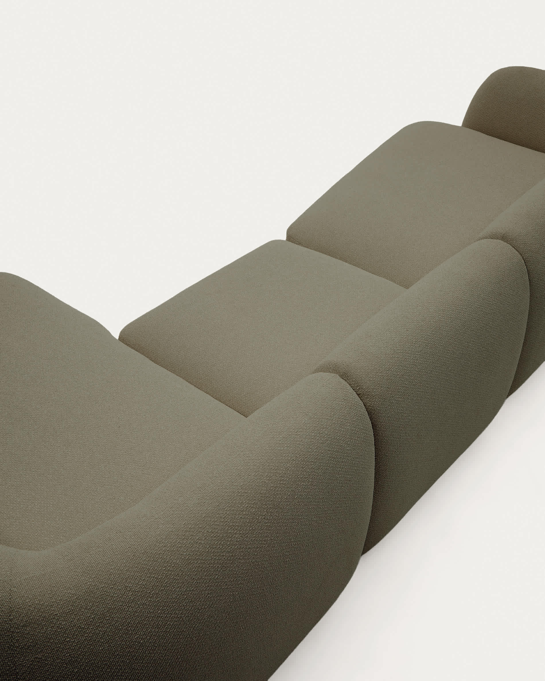 Martina green chenille 4-seater modular sofa with right chaise longue 377 cm