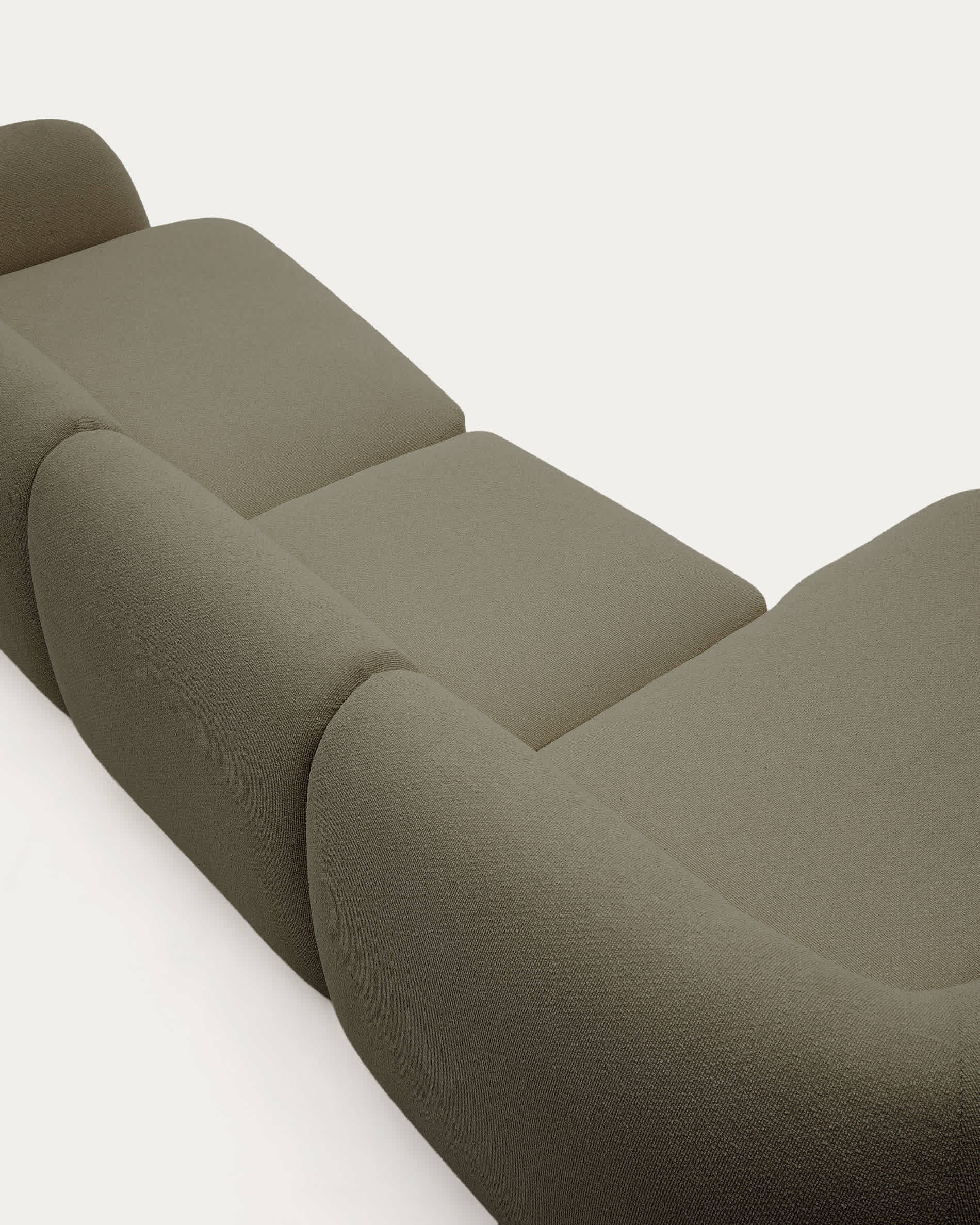 Martina green chenille 4-seater modular sofa with left chaise longue 377 cm