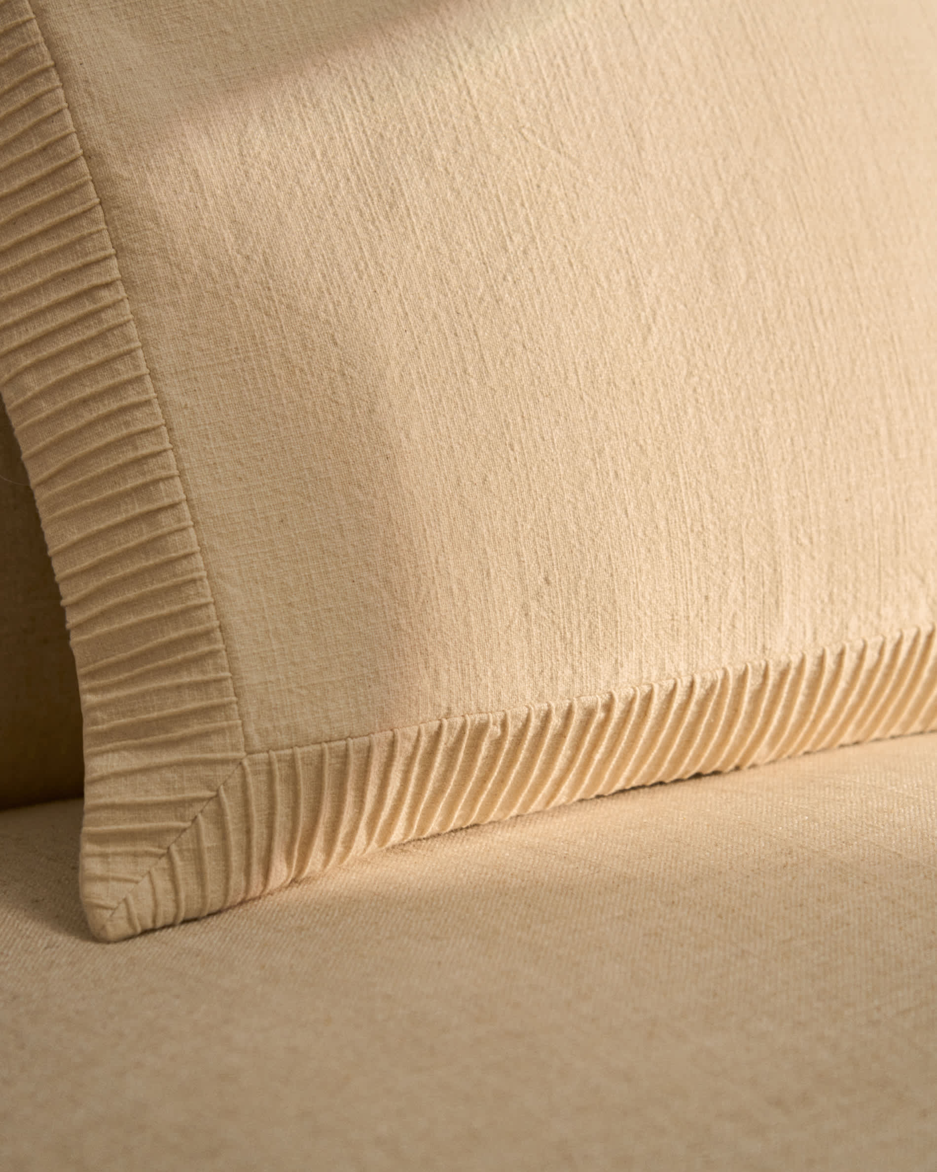 Luadia cotton cushion cover with ecru pleated detail 50 x 50cm
