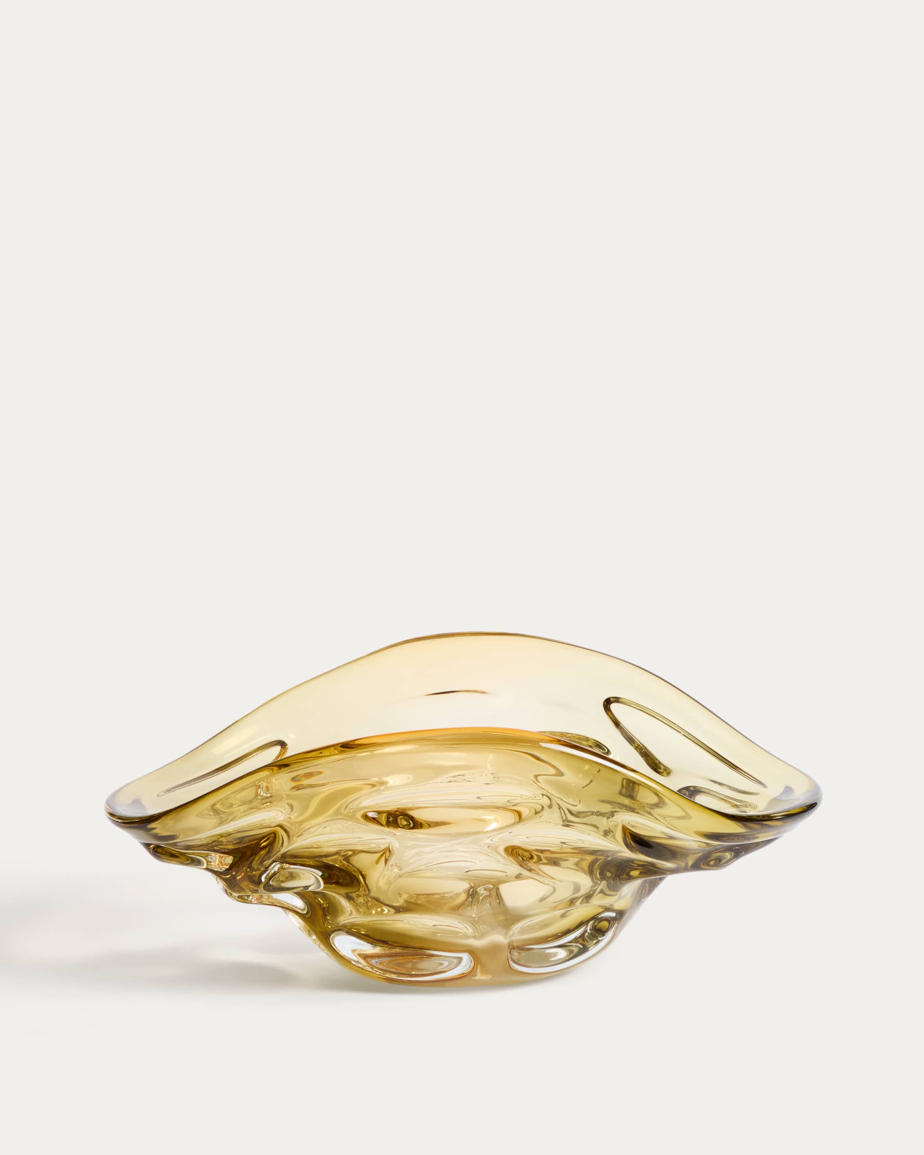 Sidula centrepiece in light amber glass 26 x 38 cm