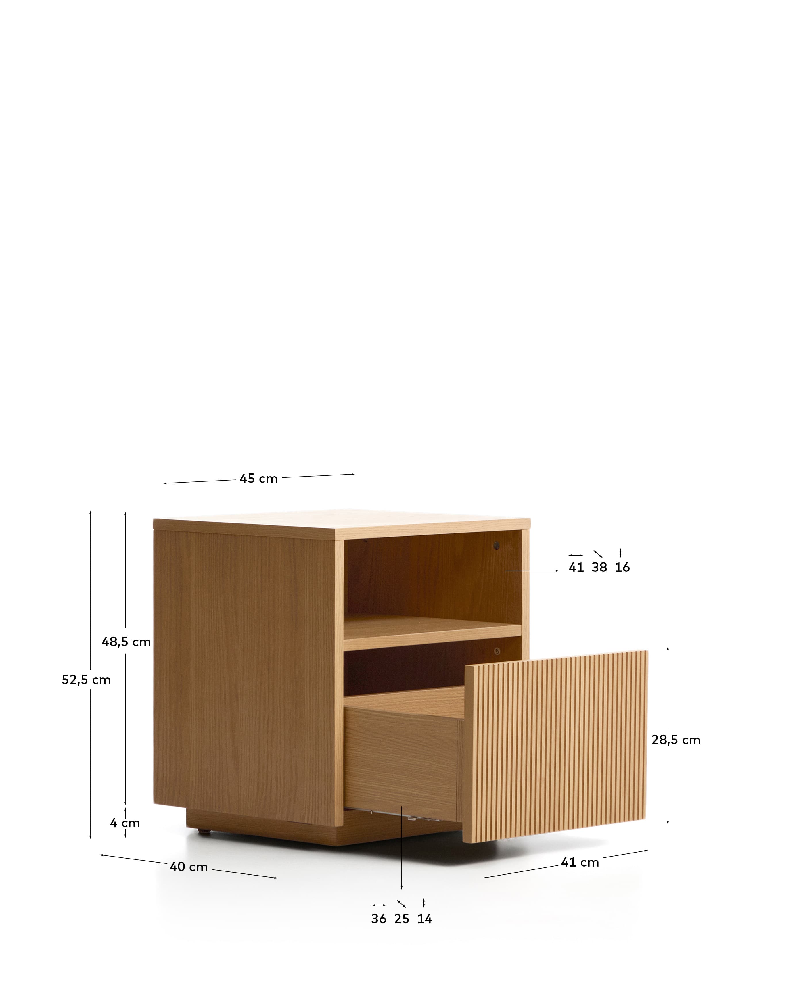 Helvine 1-drawer bedside table in oak veneer 45 x 52cm FSC 100%