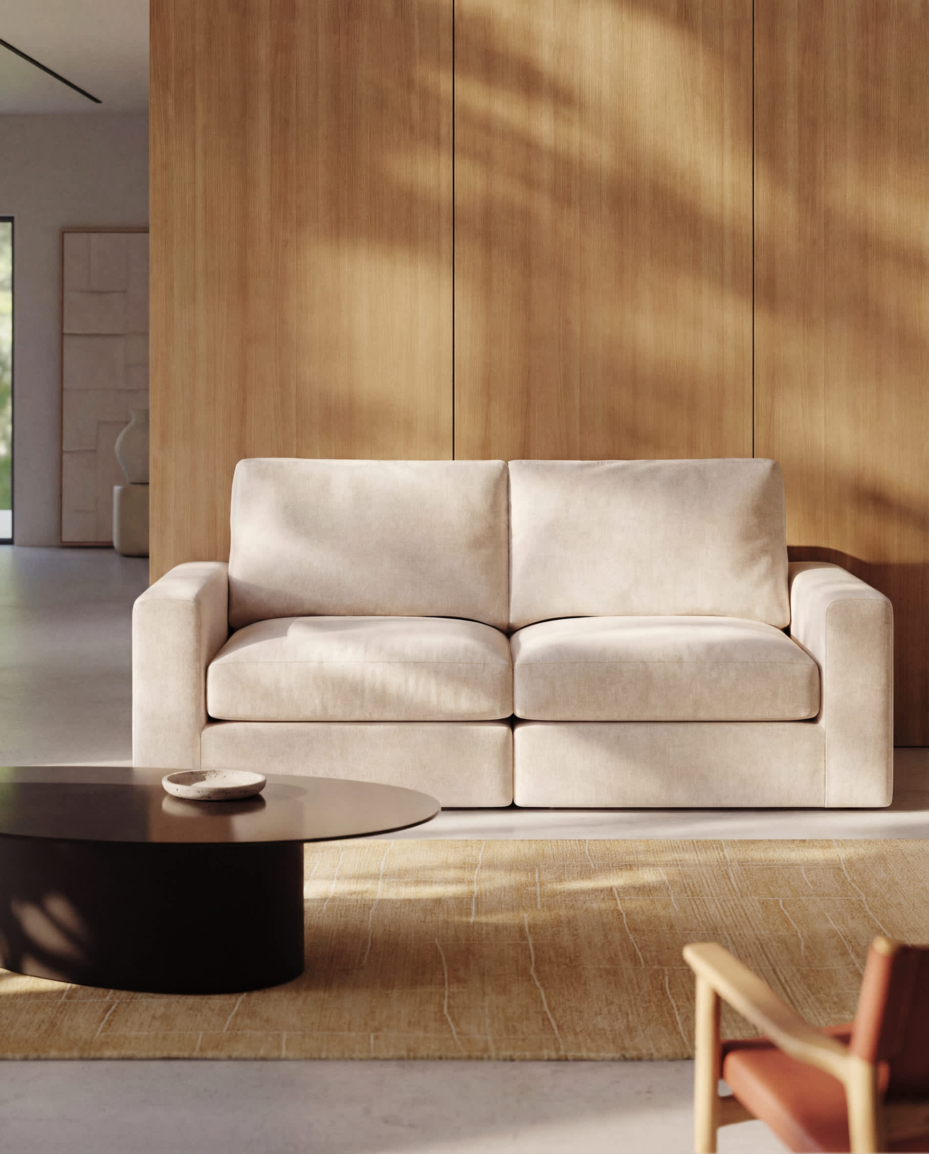Alea beige chenille 3-seater modular sofa with removable cover 220cm
