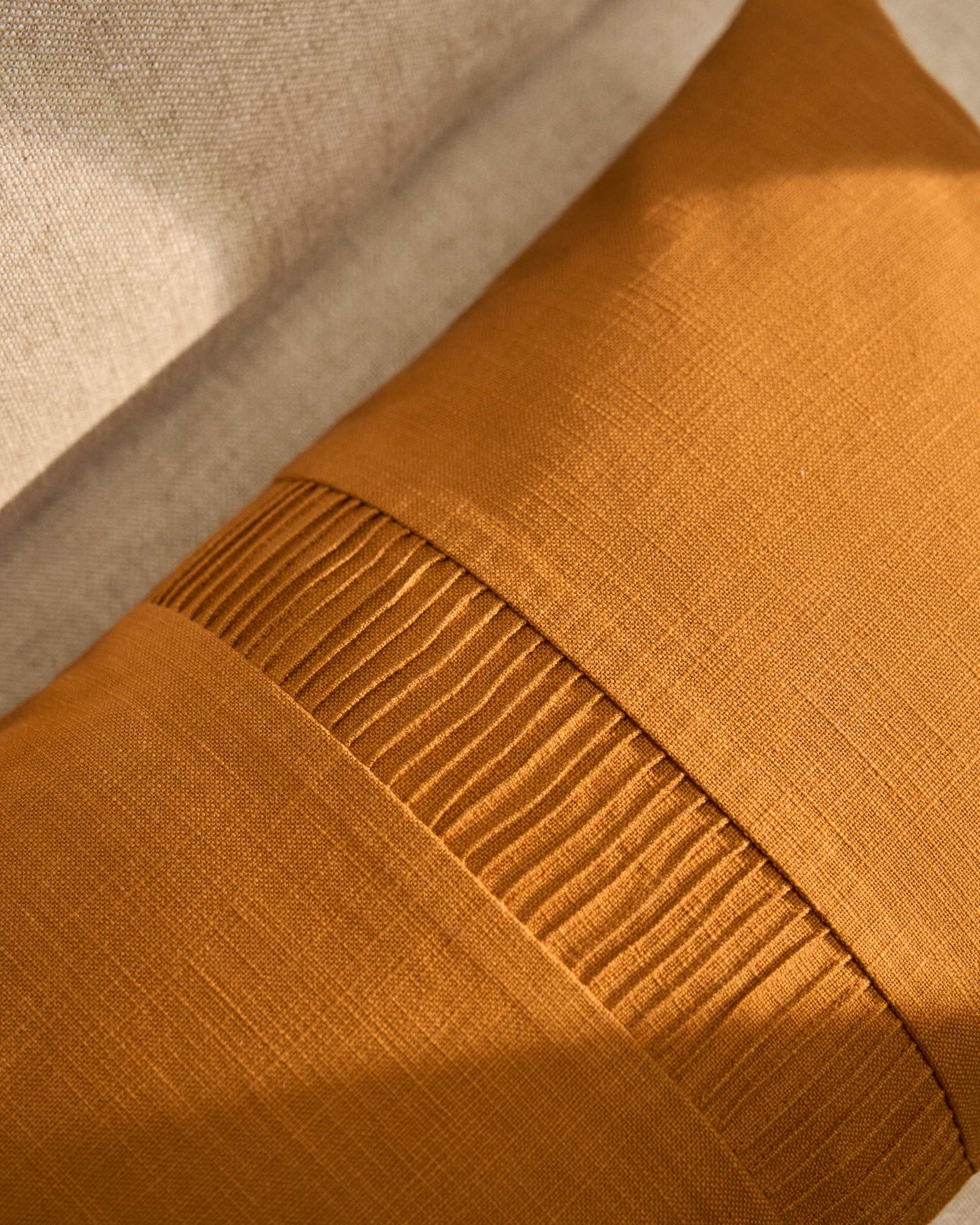 Luadia cotton cushion cover with orange pleated detail 30 x 50cm