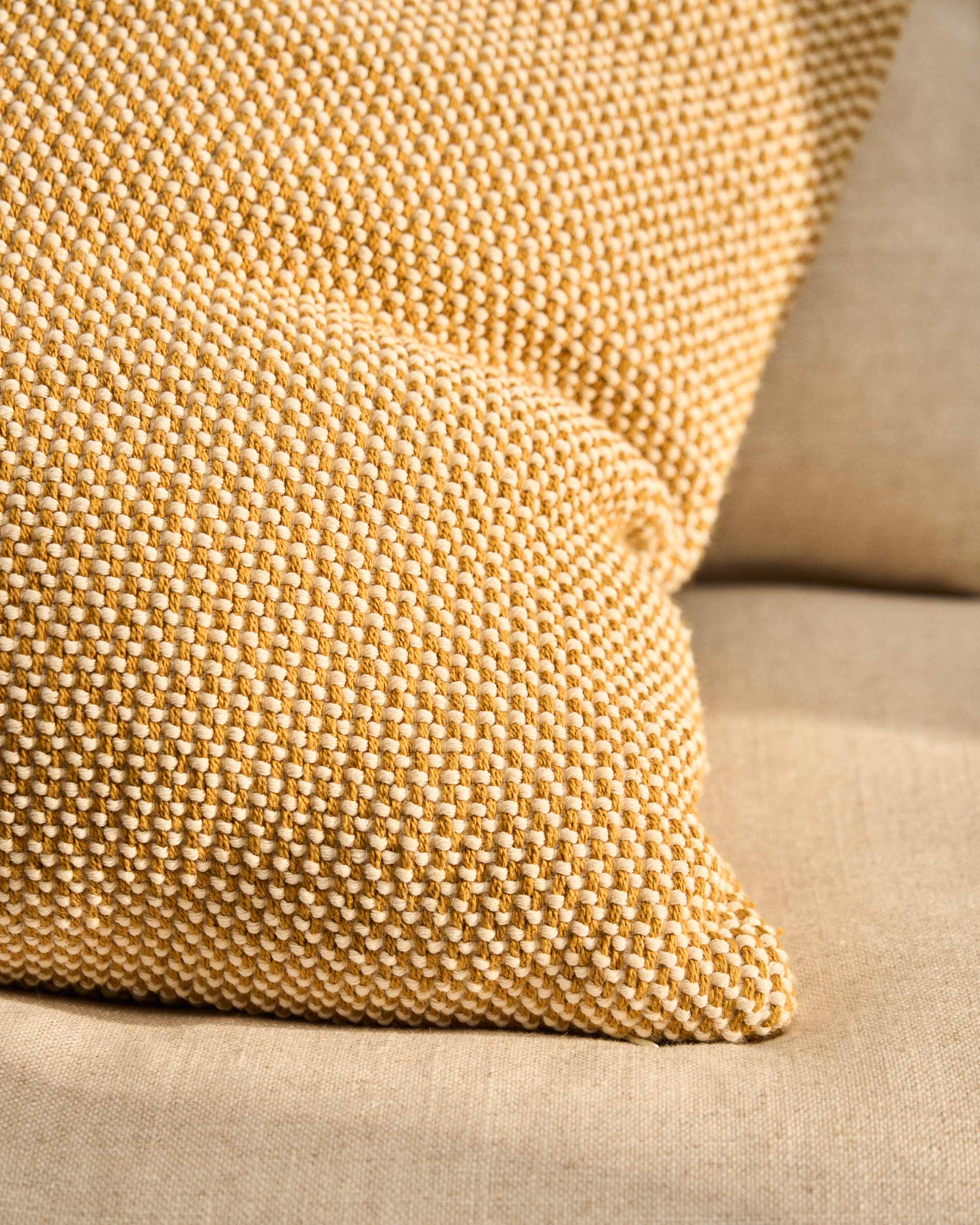 Narida mustard 100% cotton jacquard cushion cover 50 x 50cm