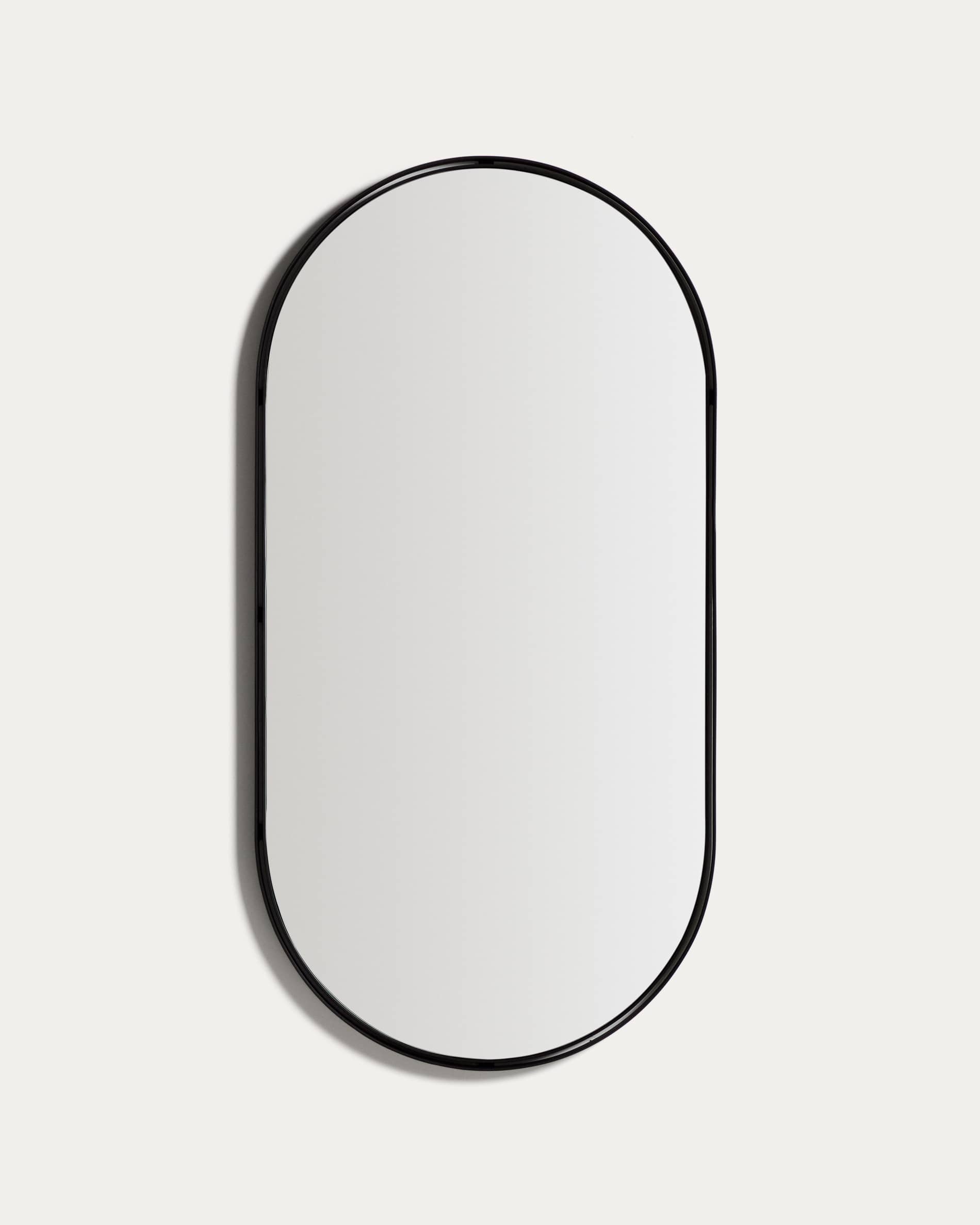 Noral oval black metal mirror Ø60.5 x 120cm