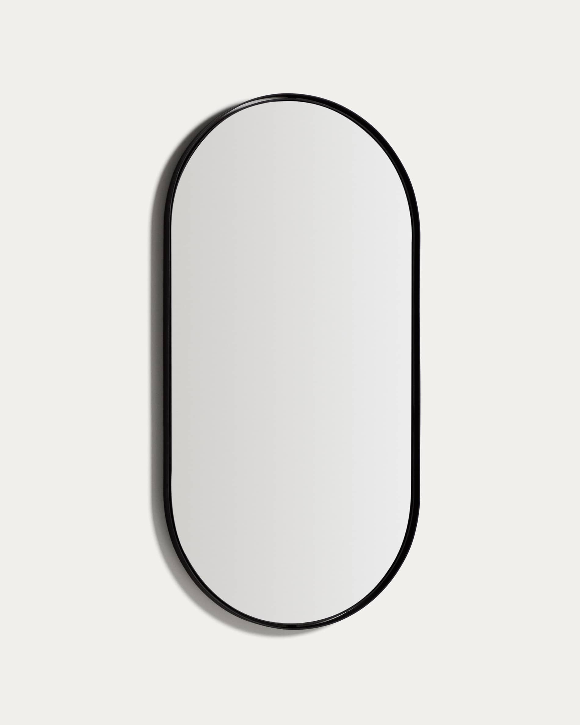 Noral oval black metal mirror Ø60.5 x 120cm
