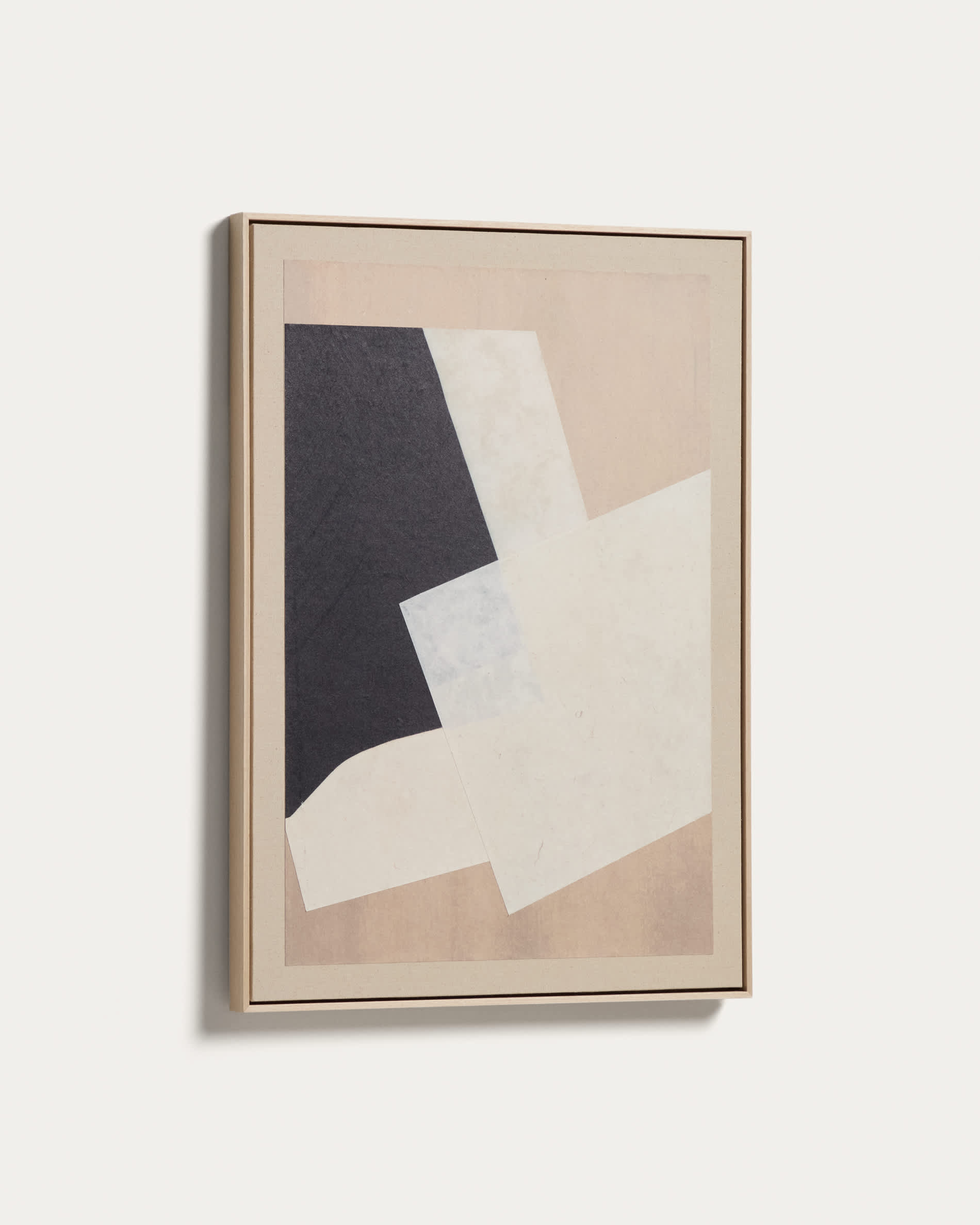 Varo abstract picture in beige linen and paper 50 x 70cm