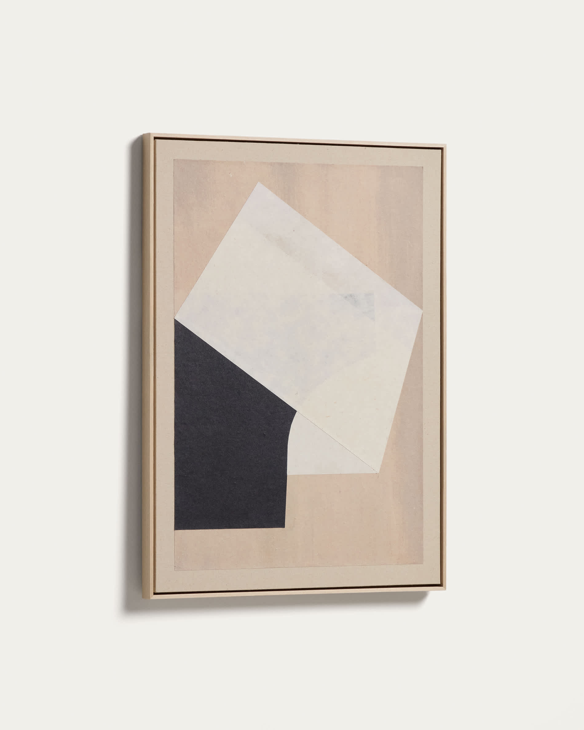 Varo abstract picture in beige linen and paper 50 x 70cm