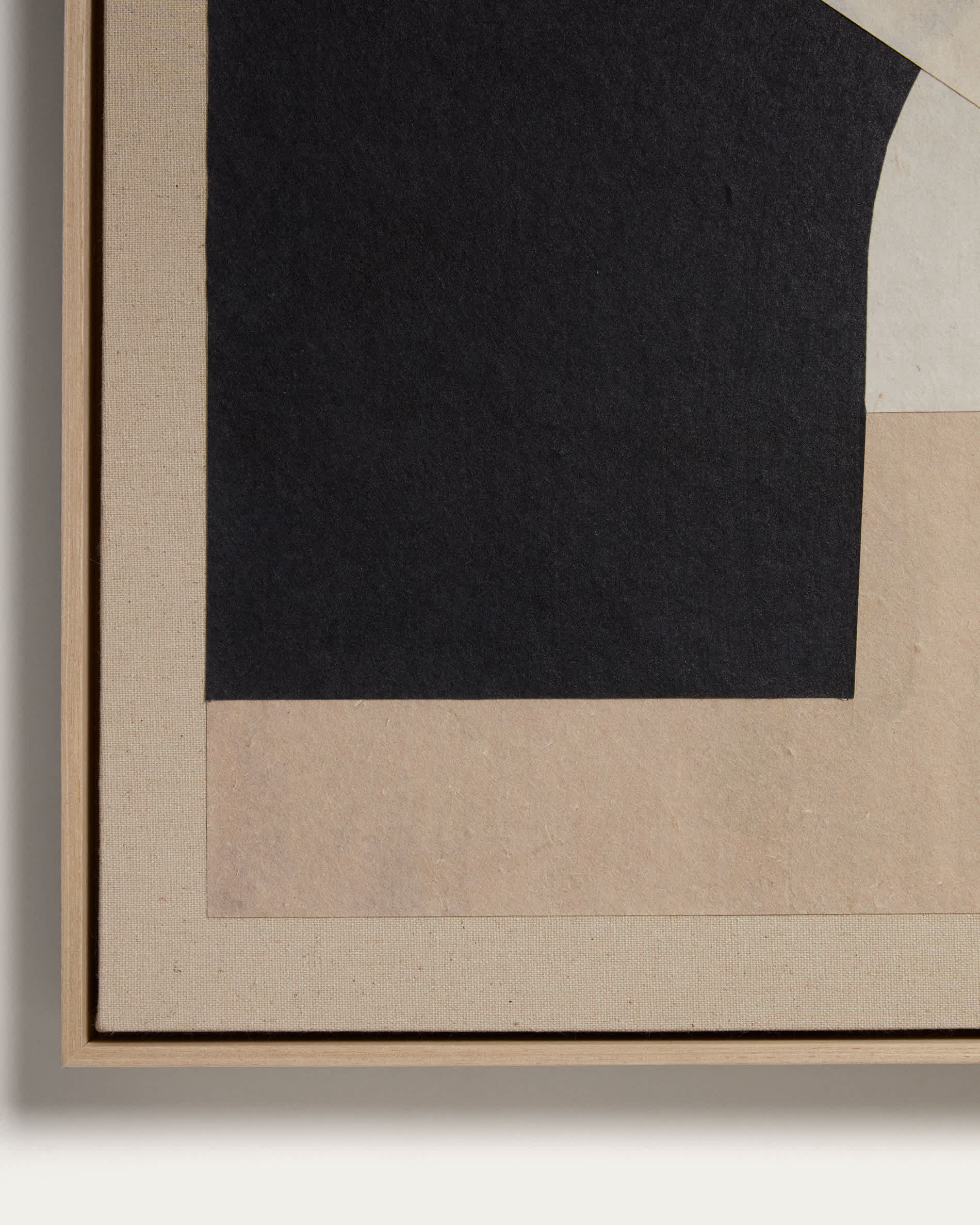 Varo abstract picture in beige linen and paper 50 x 70cm