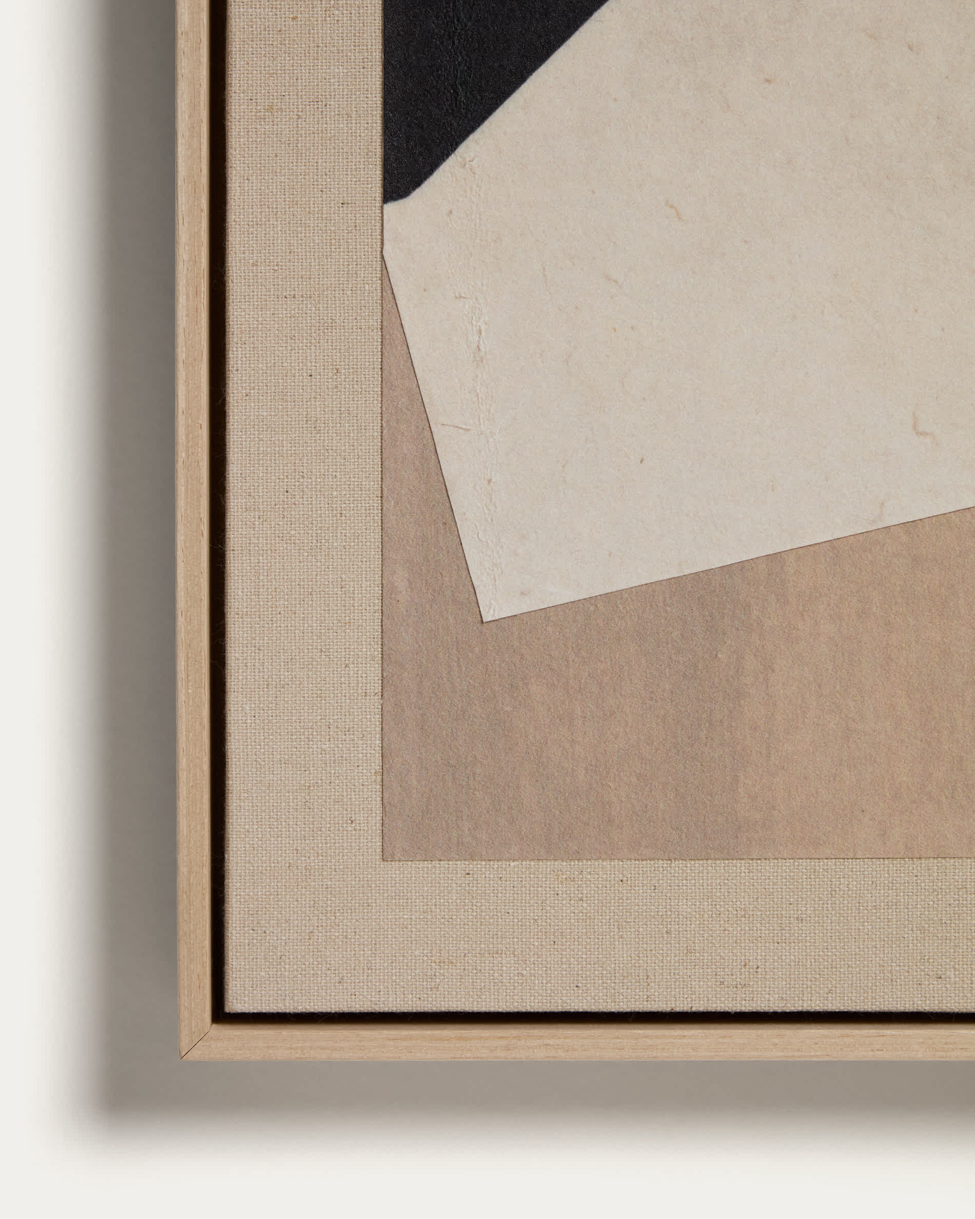 Varo abstract picture in beige linen and paper 50 x 70cm