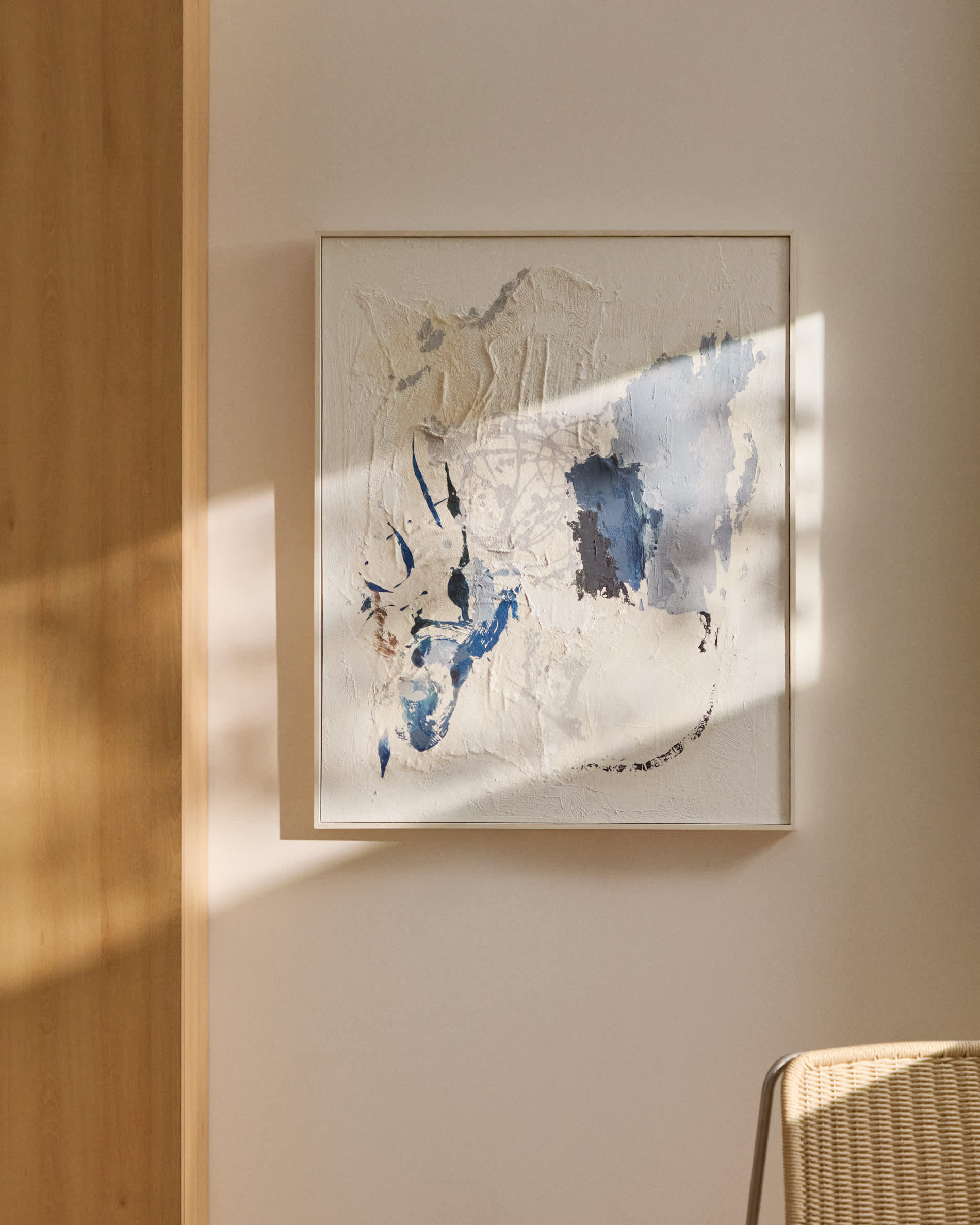 Erale grey and blue hand-painted abstract picture 80 x 100cm