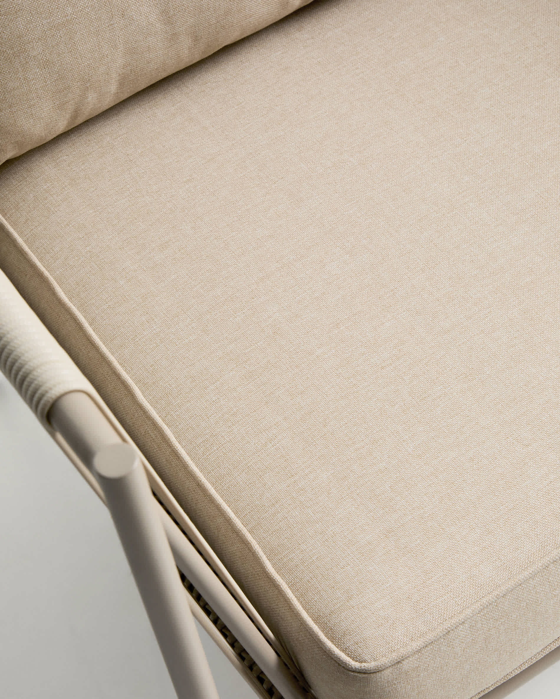 Zivia set with 2 armchairs in ecru rope cord and taupe galvanised steel and table in taupe galvanised steel 90 x 50 cm