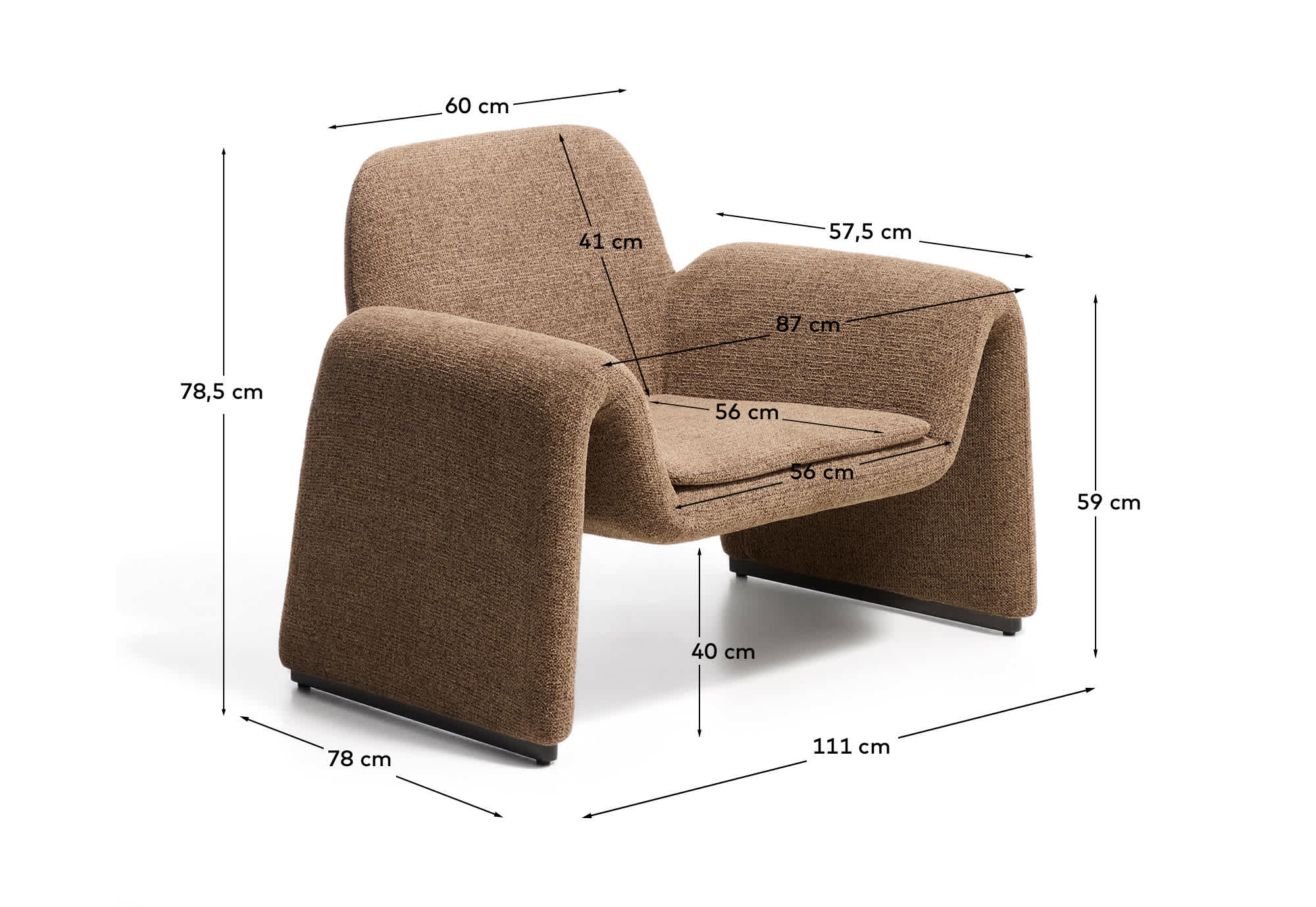 Melvia chocolate brown chenille armchair