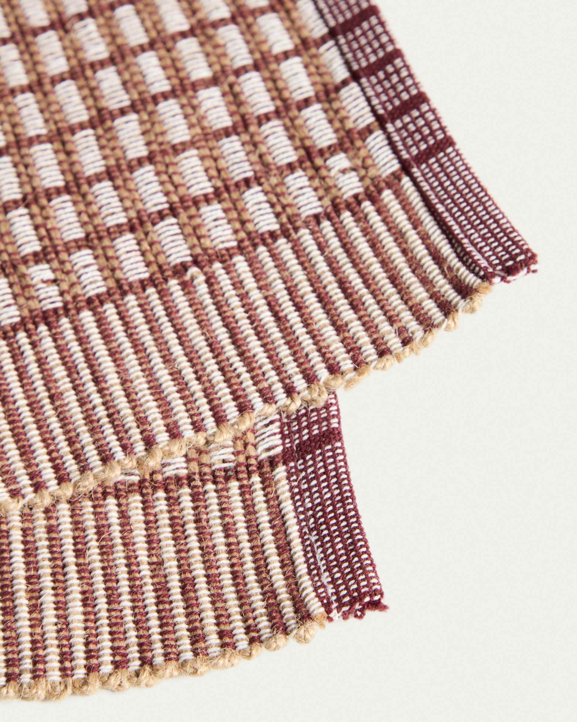 Berla set of 2 maroon cotton and jute placemats 35 x 50 cm