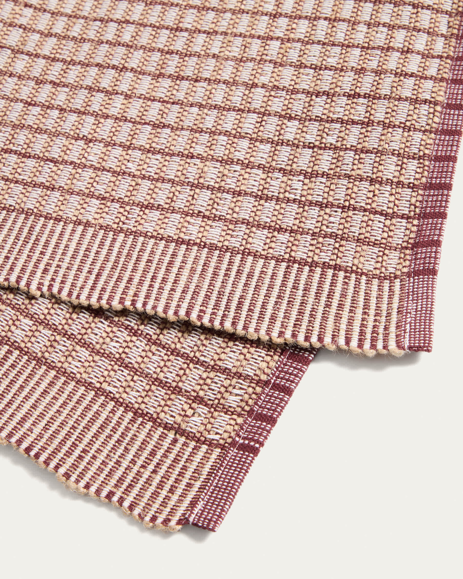 Berla maroon cotton and jute table runner 50 x 150 cm