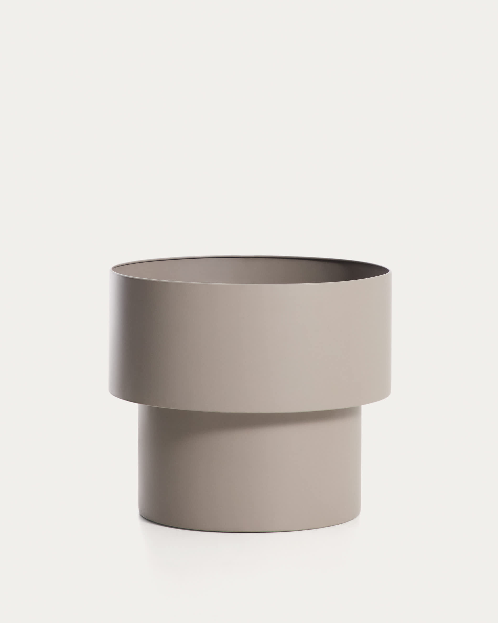Mash round metal planter in taupe Ø41