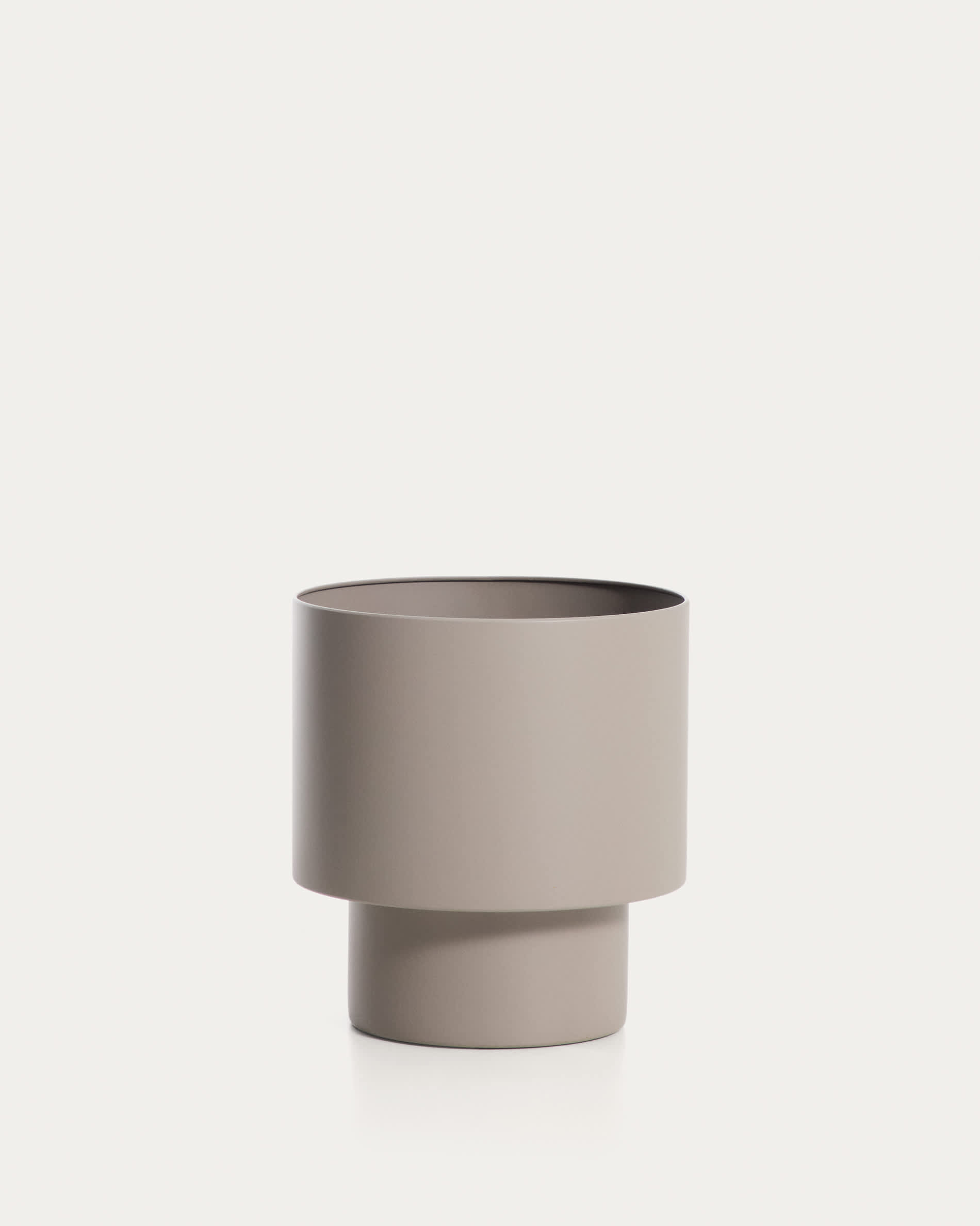 Mash round metal planter in taupe Ø28