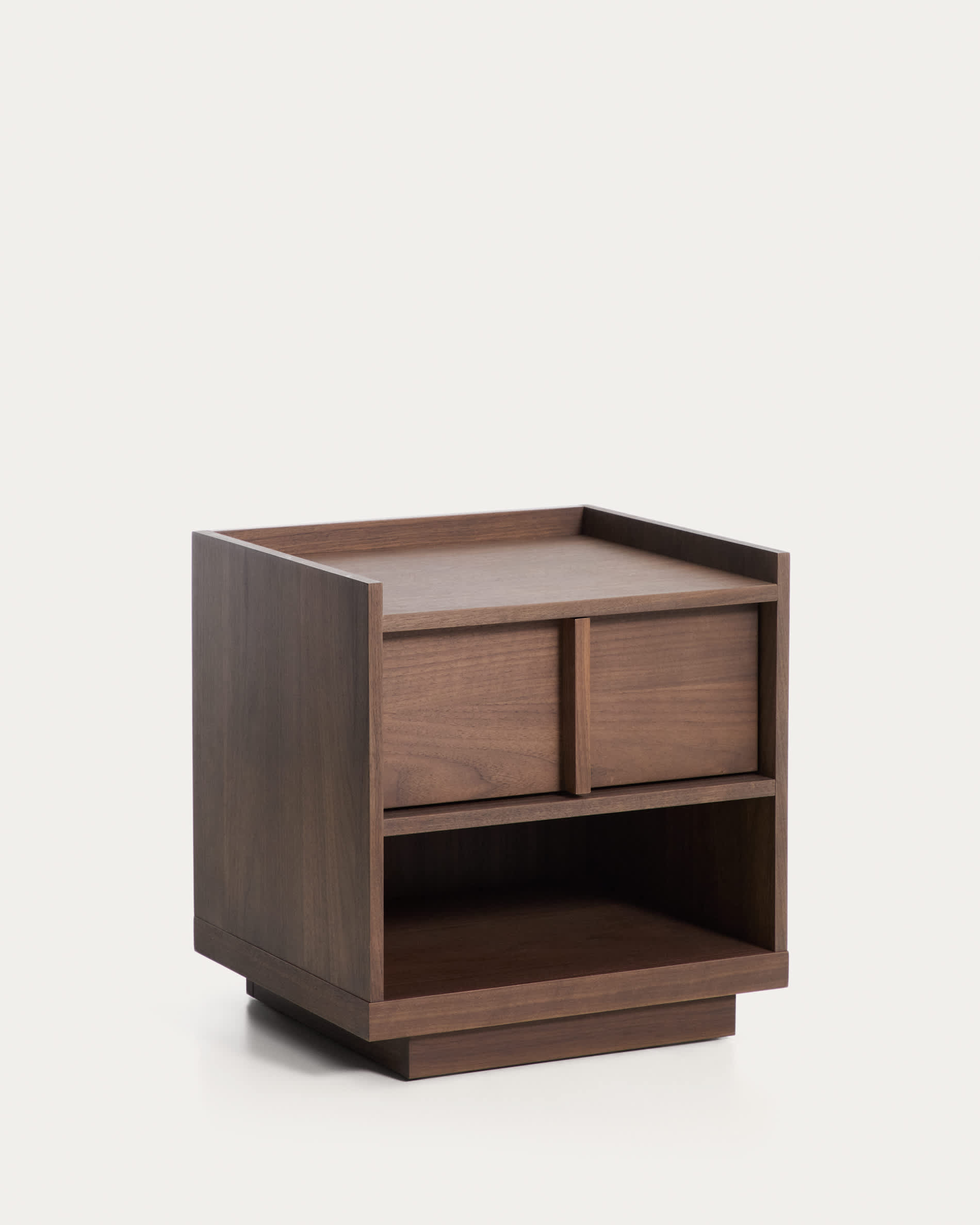Onix bedside table with 1 drawer, walnut veneer in a dark finish, 45 x 47 cm, FSC Mix Credit