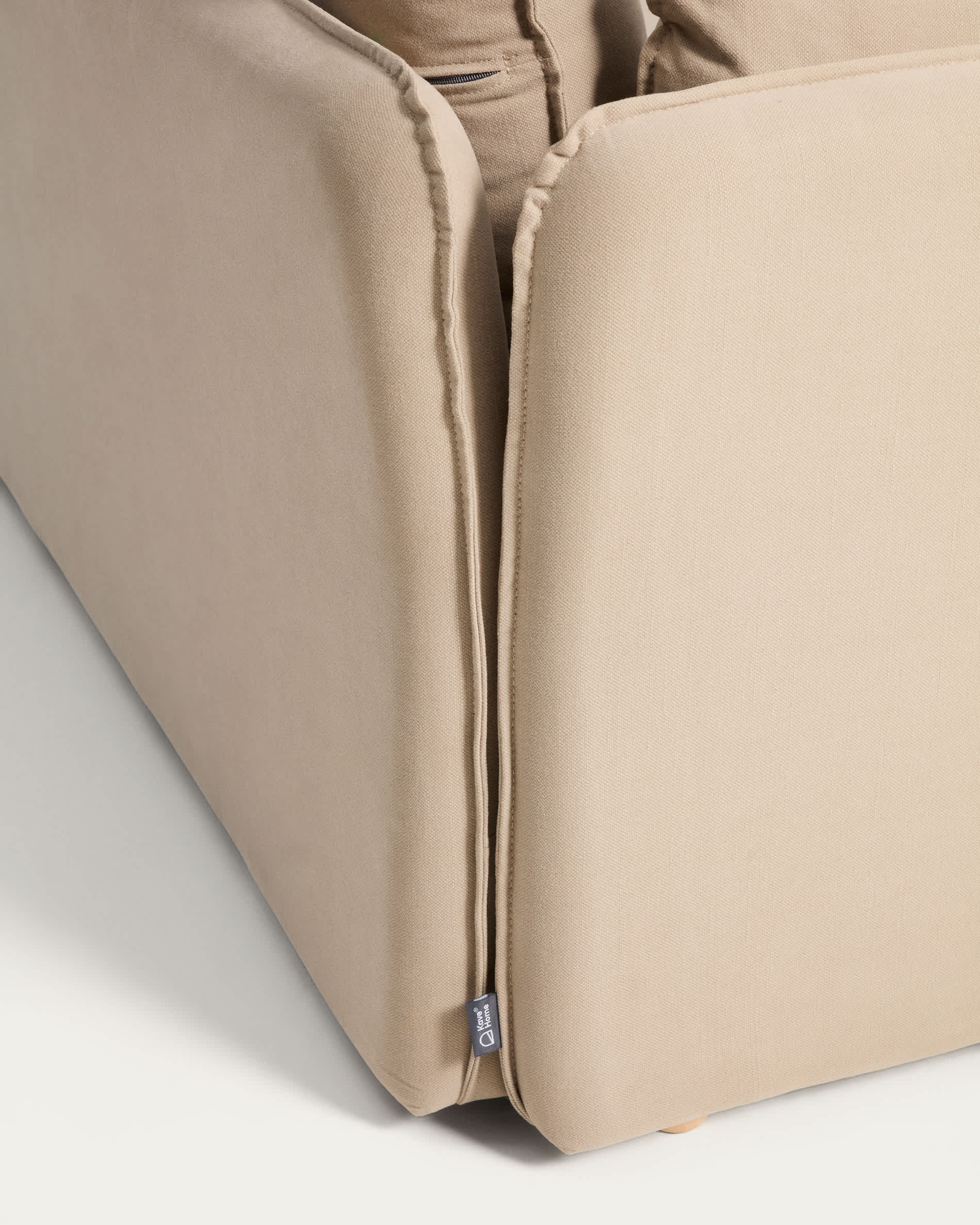 Tanit sofa bed in beige with natural finish solid beech wood legs, 210 cm FSC Mix Credit