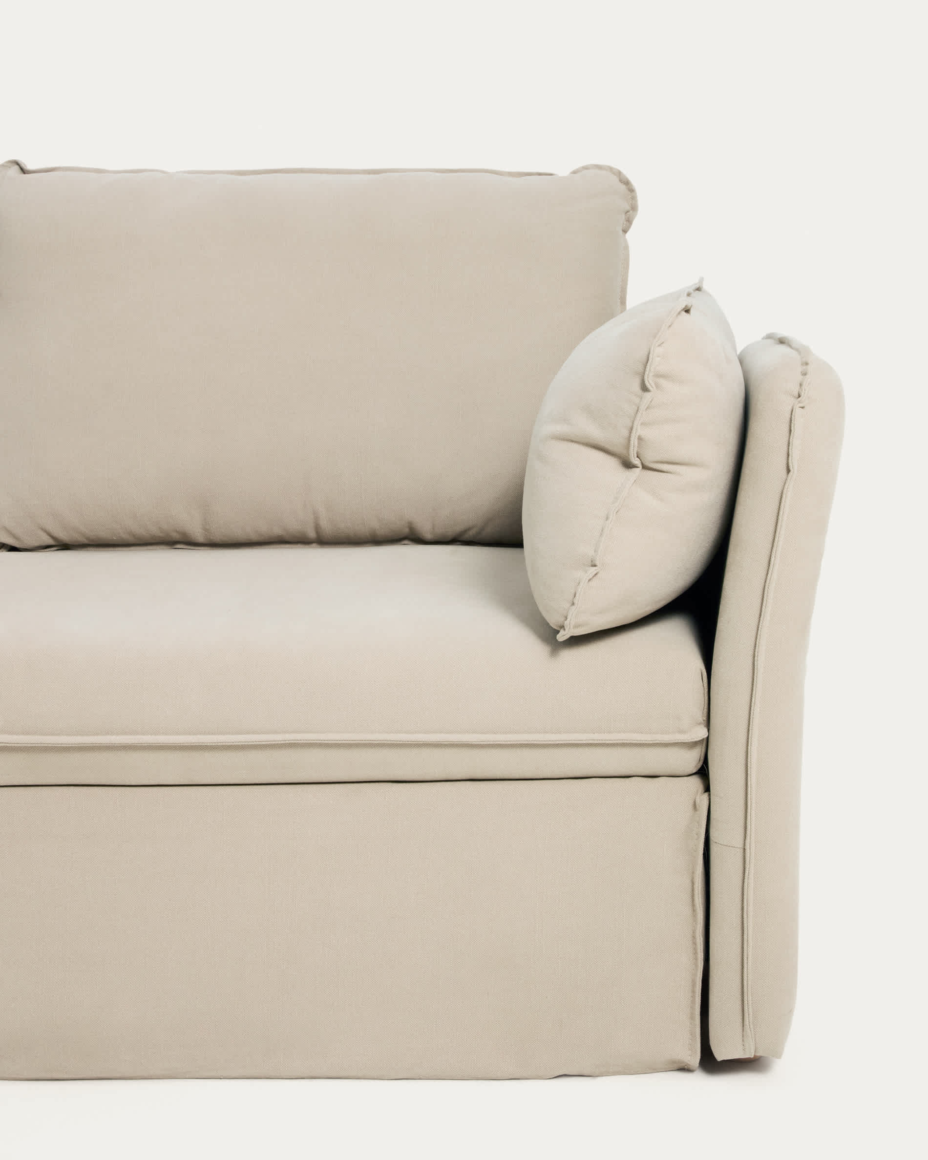 Tanit sofa bed in white with natural finish solid beech wood legs, 210 cm FSC Mix Credit