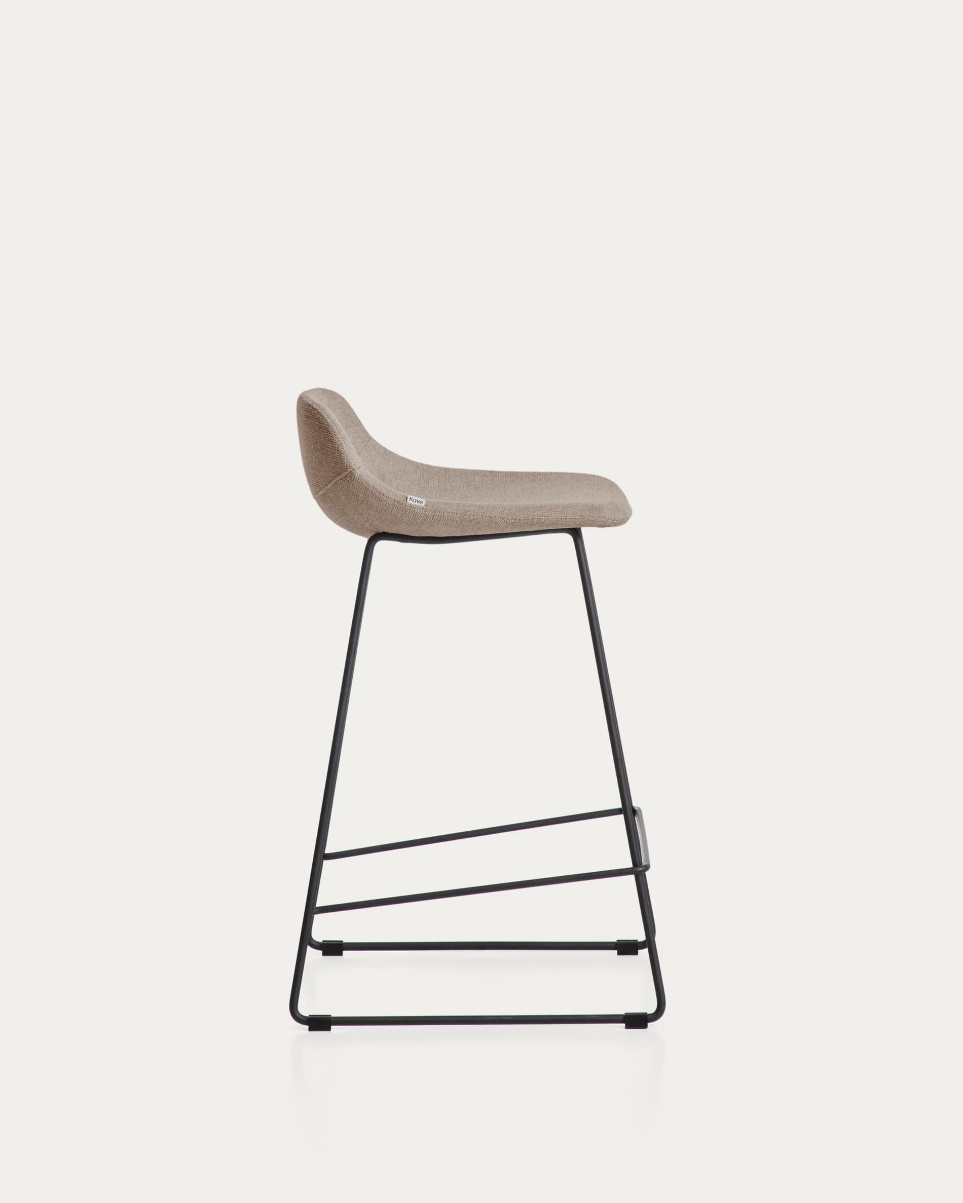 Zahara stool in brown chenille with steel legs with black finish 76cm FSC 100%