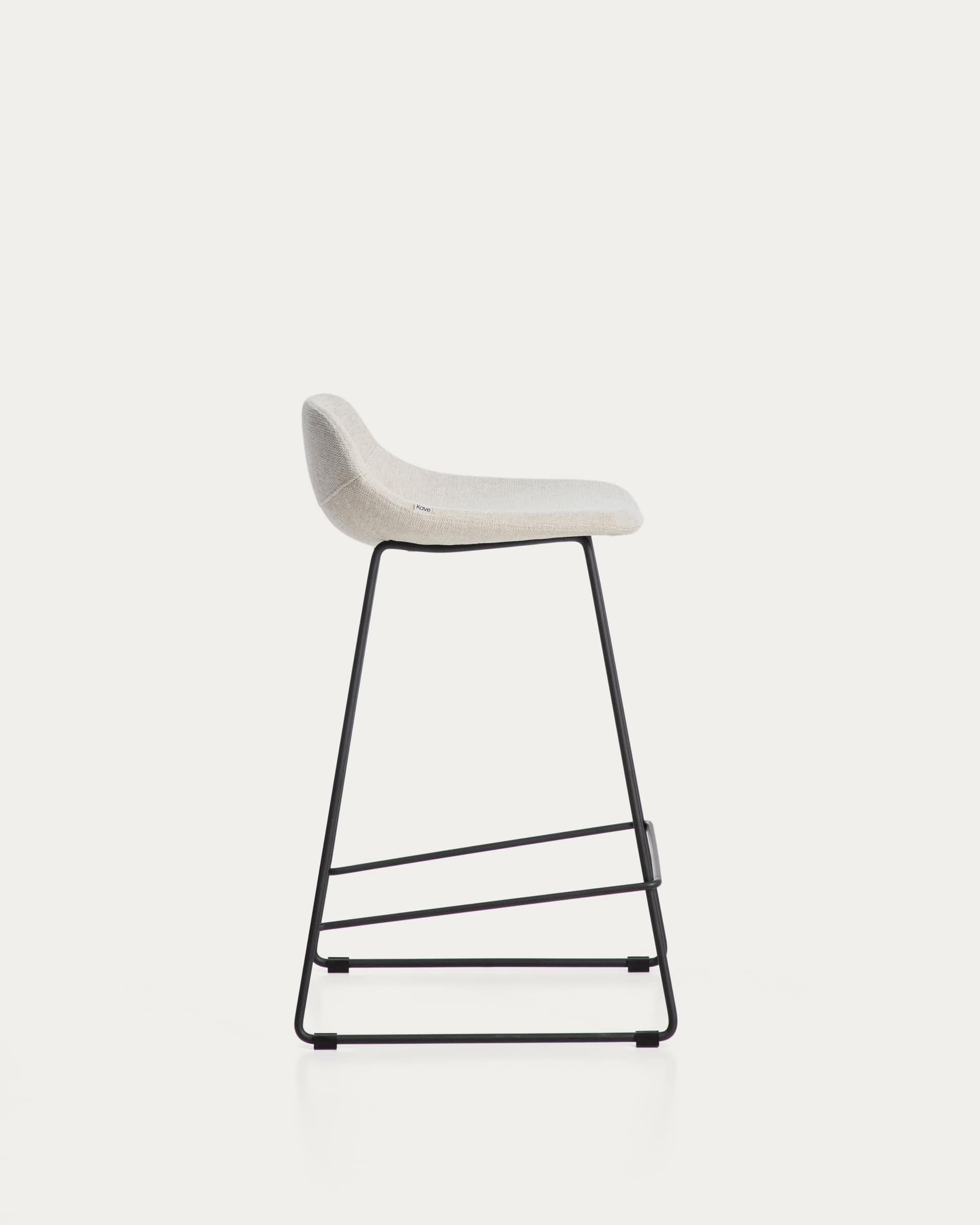Zahara stool in beige chenille with steel legs with black finish 76cm FSC 100%