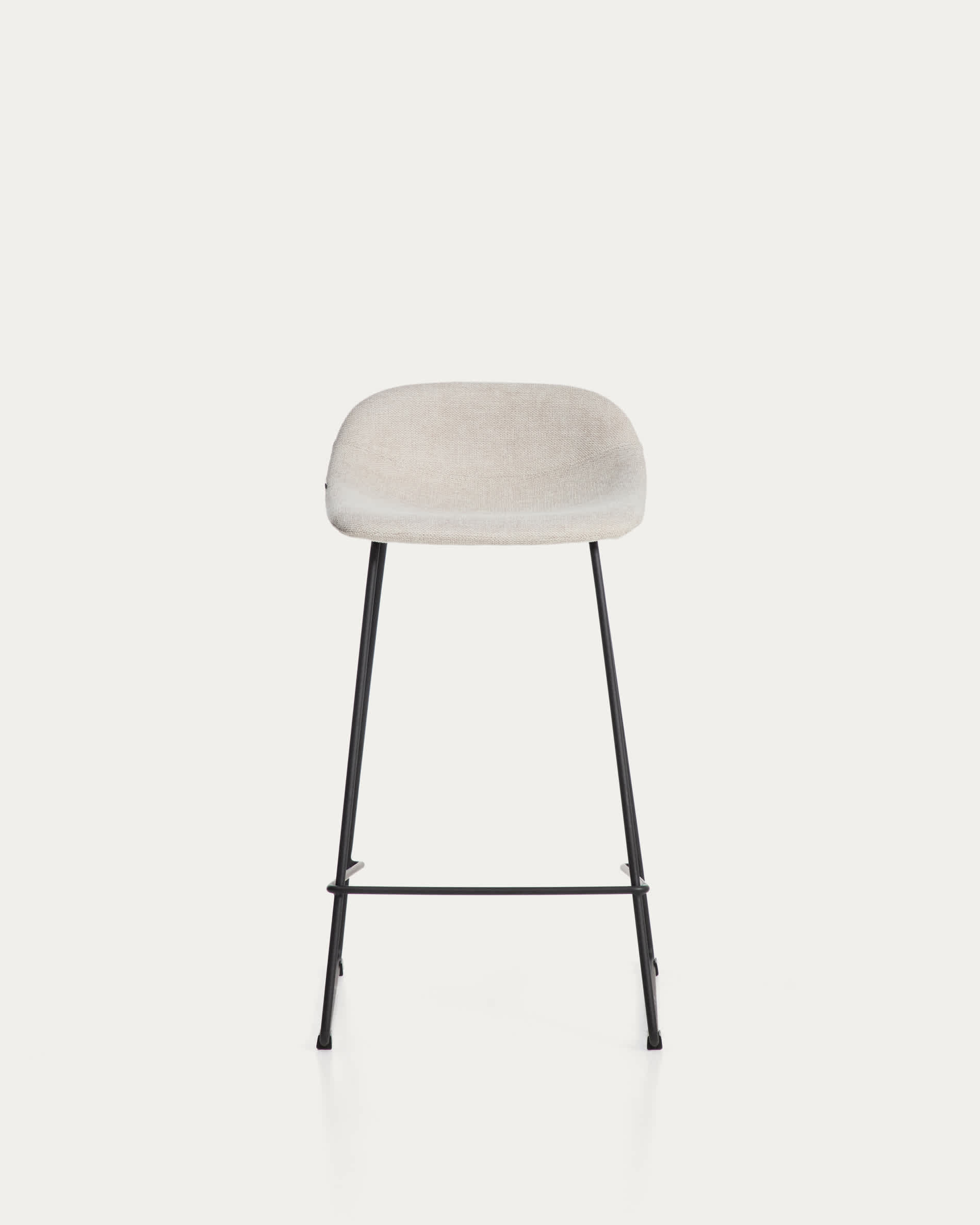 Zahara stool in beige chenille with steel legs with black finish 76cm FSC 100%