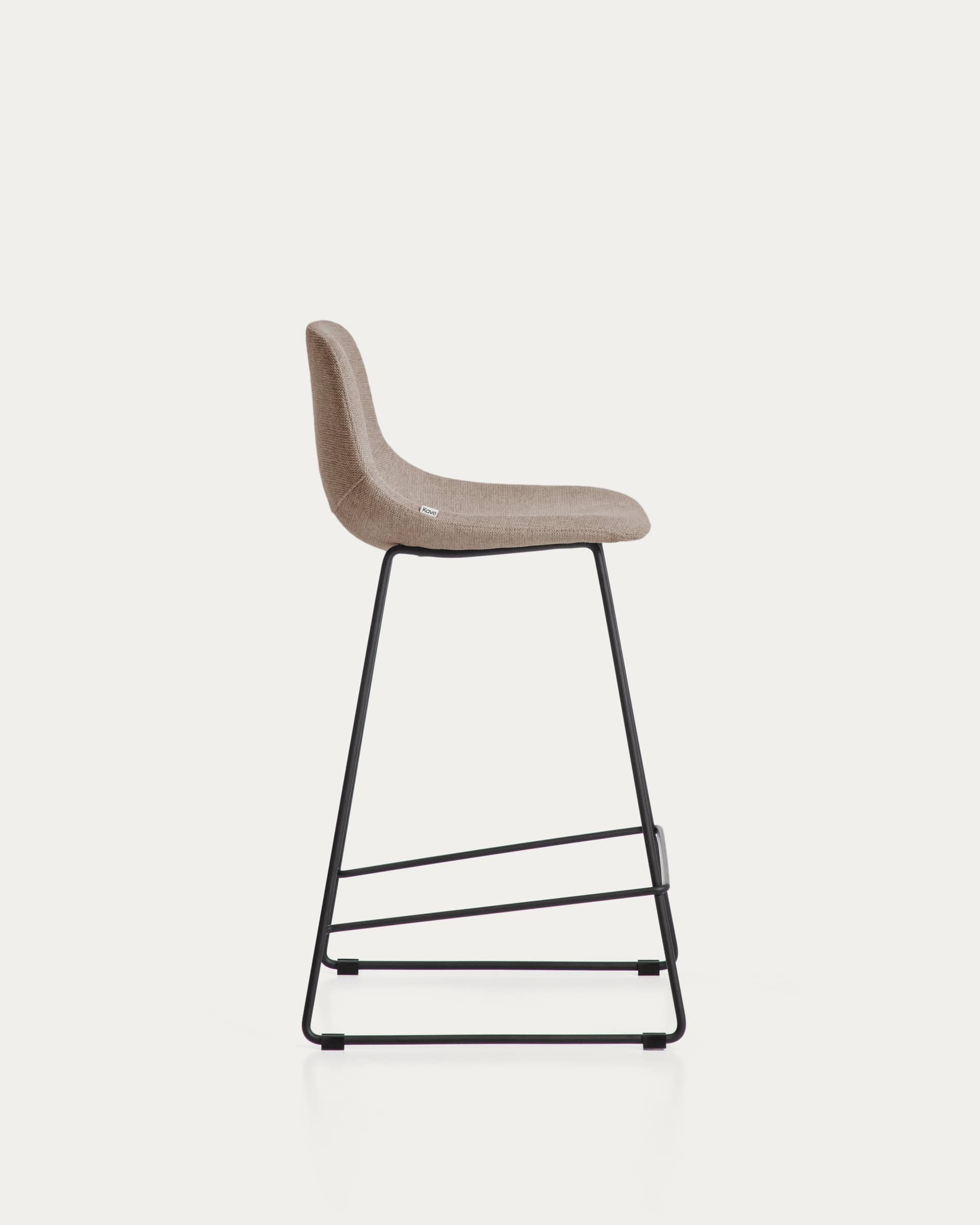 Zahara stool in brown chenille with steel legs with black finish 76cm FSC 100%
