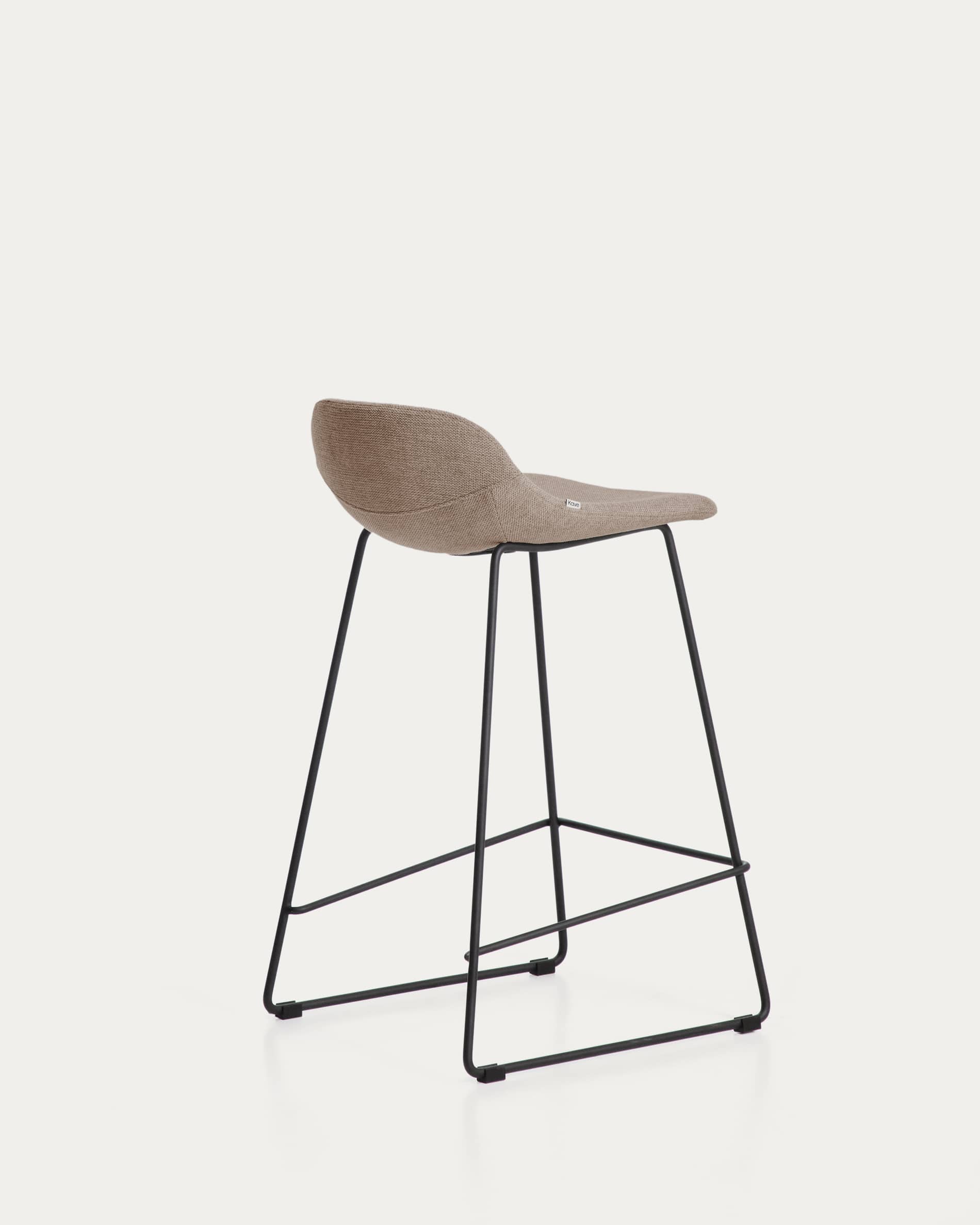 Zahara stool in brown chenille with steel legs with black finish 76cm FSC 100%