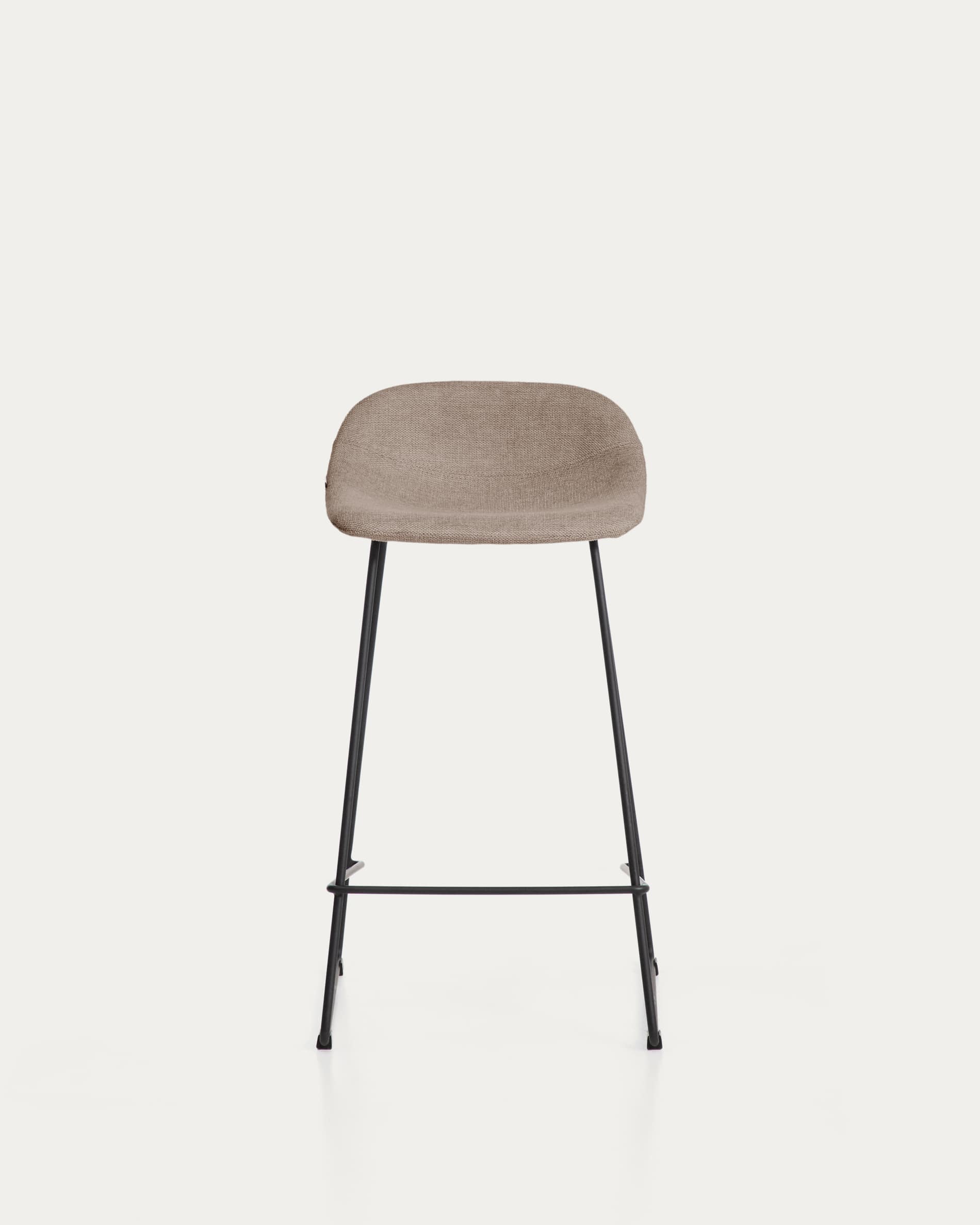 Zahara stool in brown chenille with steel legs with black finish 76cm FSC 100%