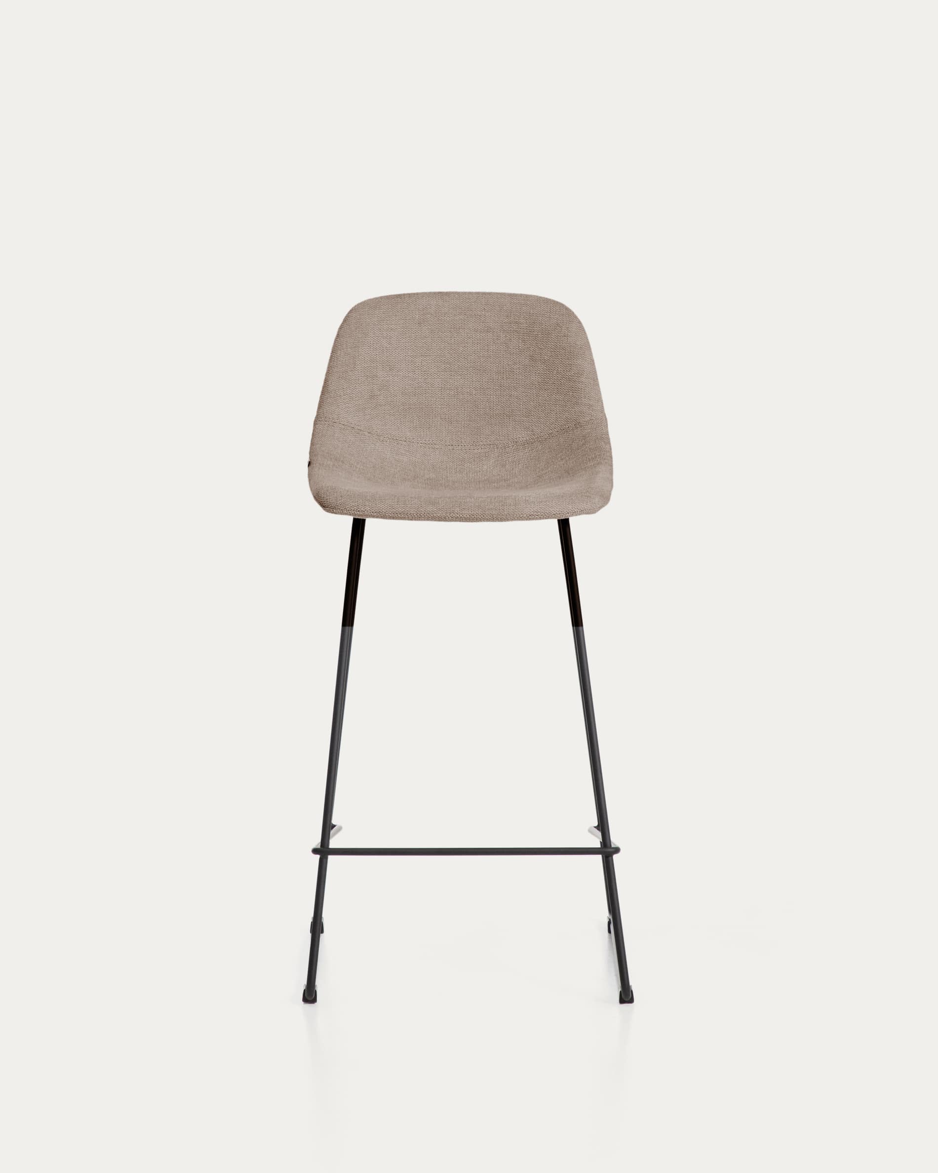 Zahara stool in brown chenille with steel legs with black finish 76cm FSC 100%