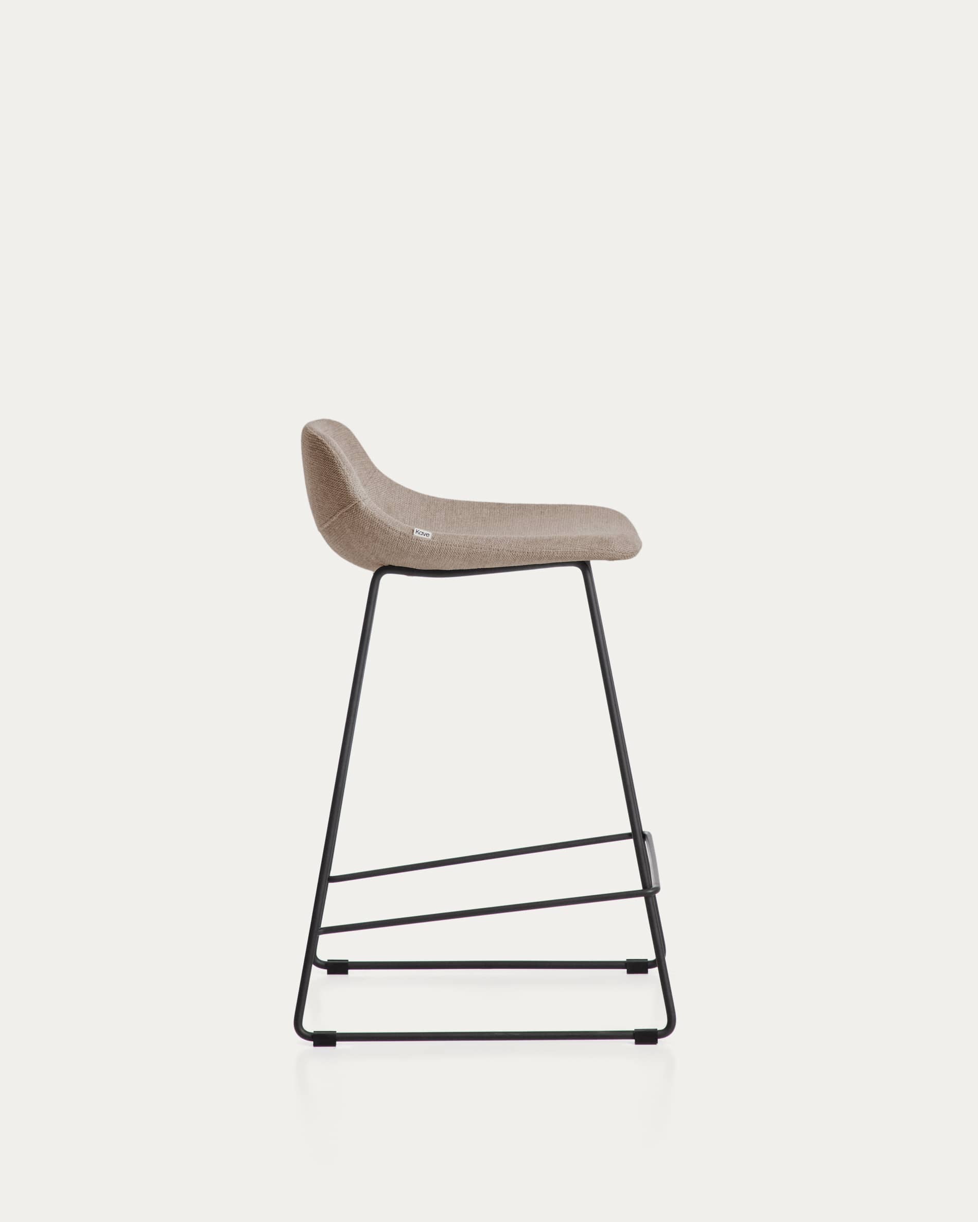 Zahara stool in brown chenille with steel legs with black finish 65cm FSC 100%