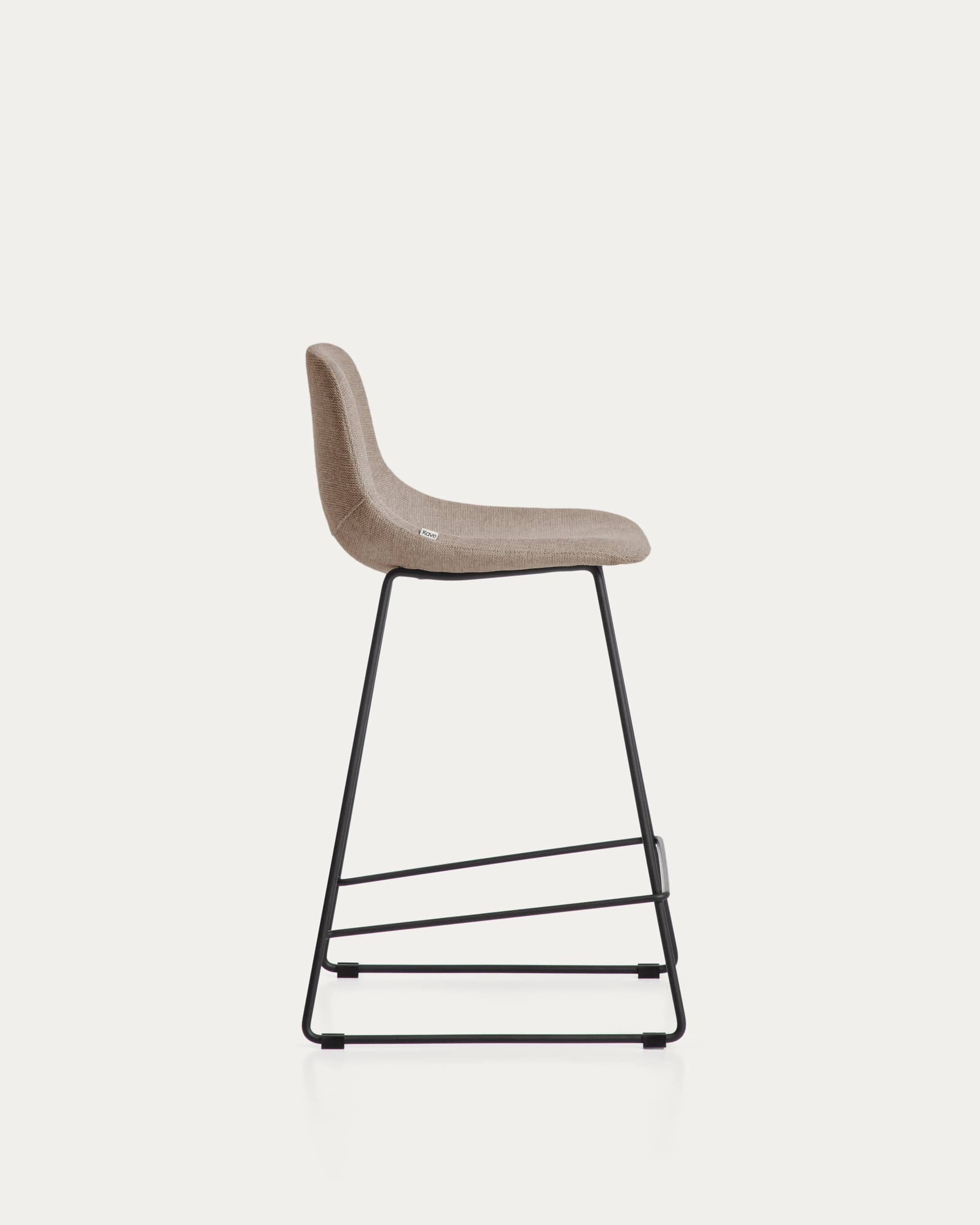 Zahara stool in brown chenille with steel legs with black finish 65cm FSC 100%
