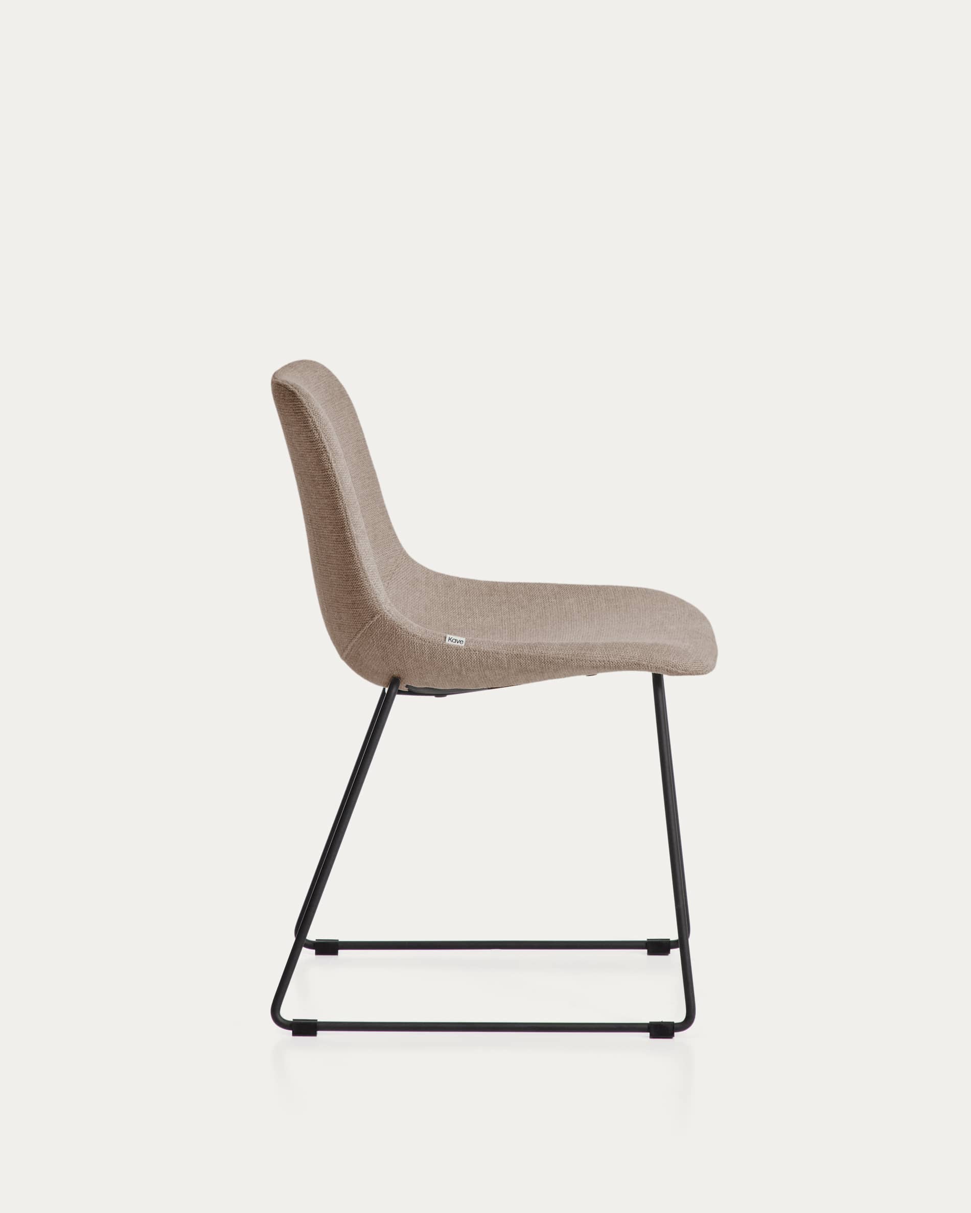 Zahara brown chenille chair with steel legs with black finish FSC 100%