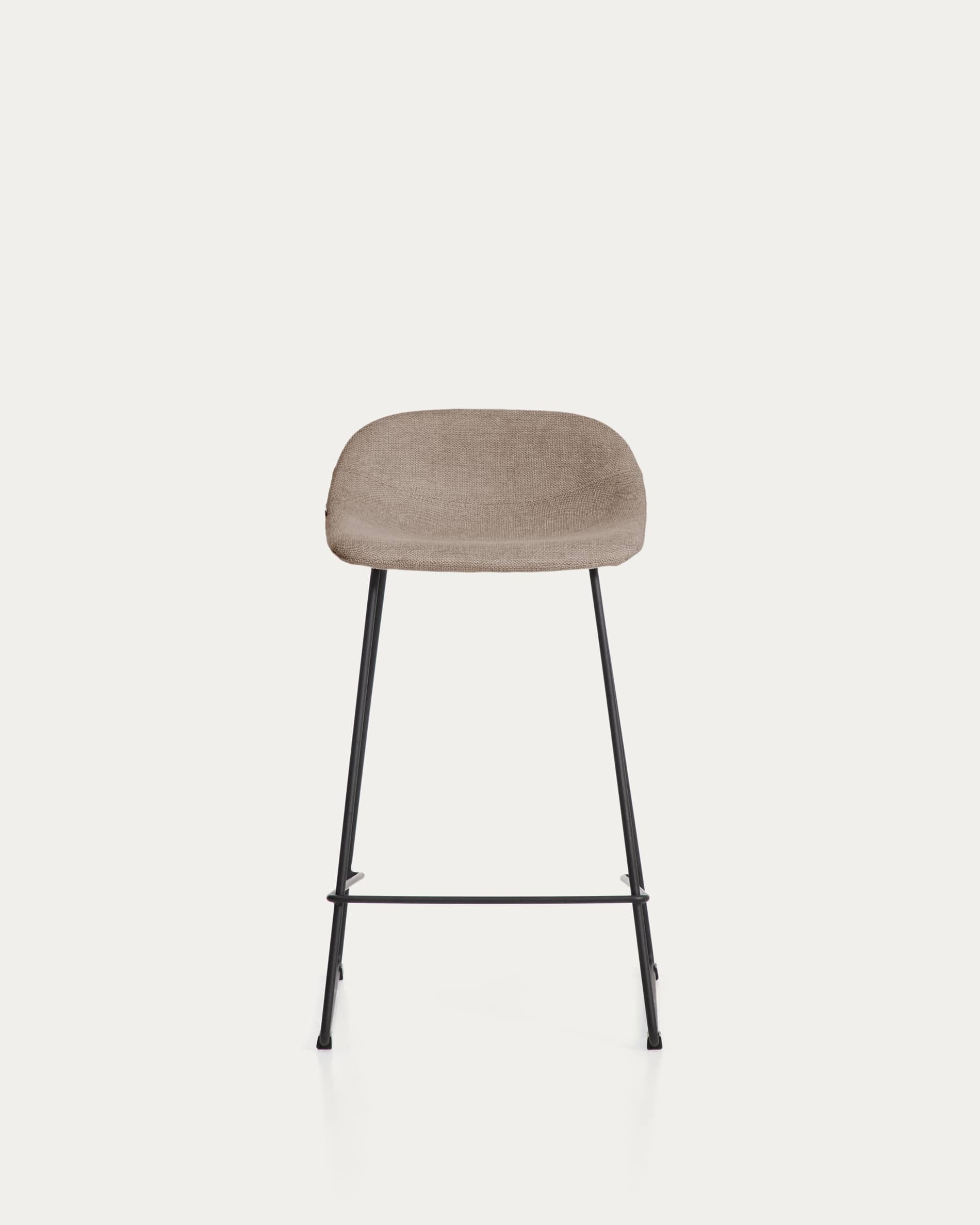 Zahara stool in brown chenille with steel legs with black finish 65cm FSC 100%