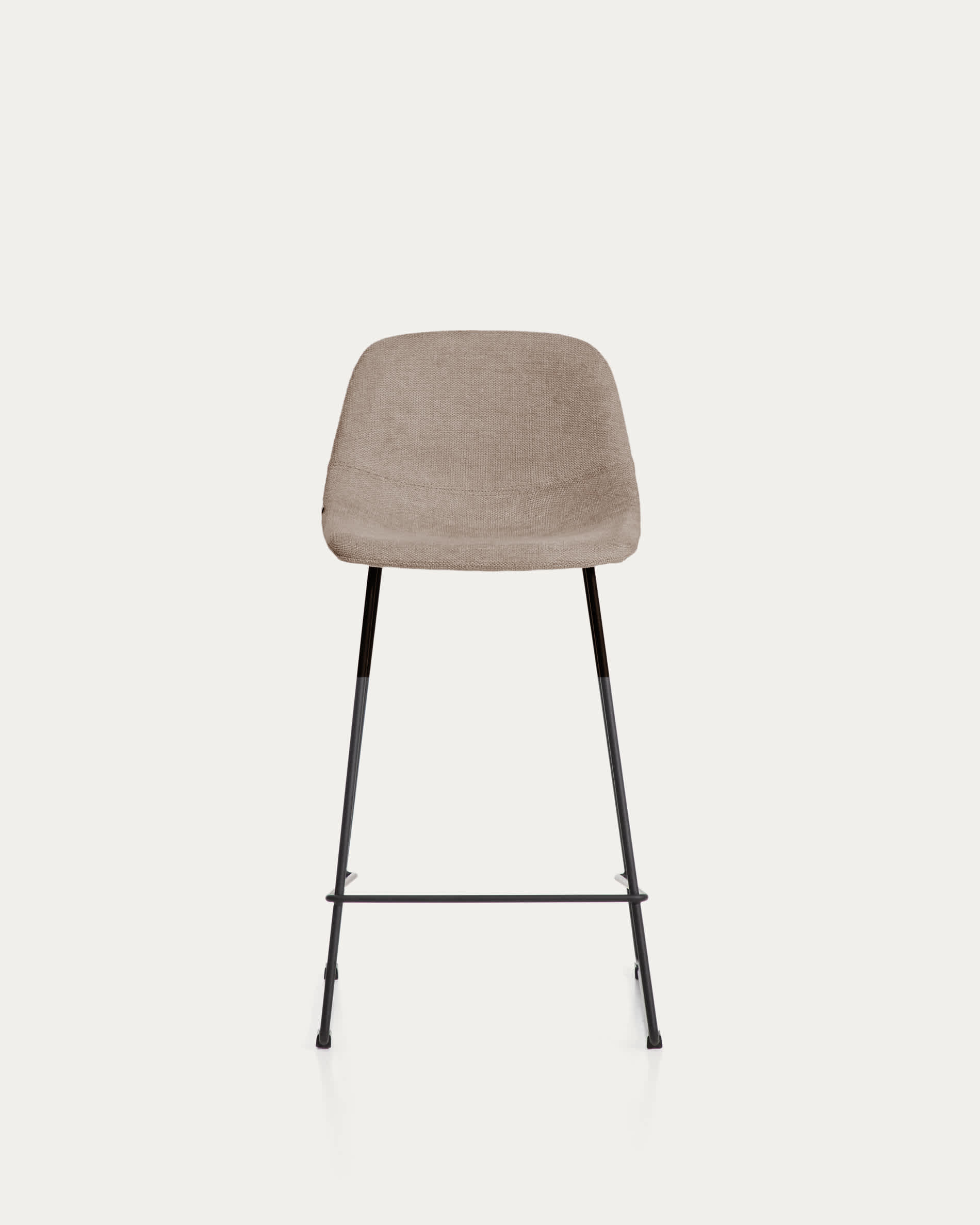 Zahara stool in brown chenille with steel legs with black finish 65cm FSC 100%