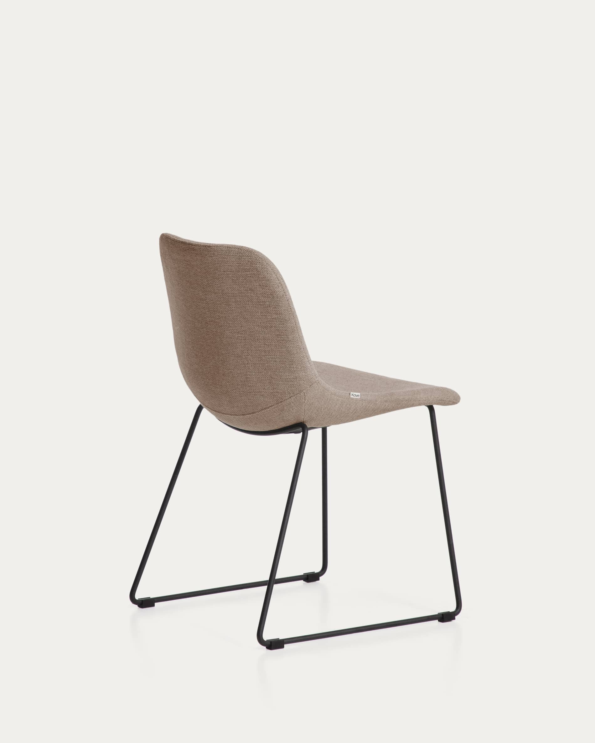 Zahara brown chenille chair with steel legs with black finish FSC 100%