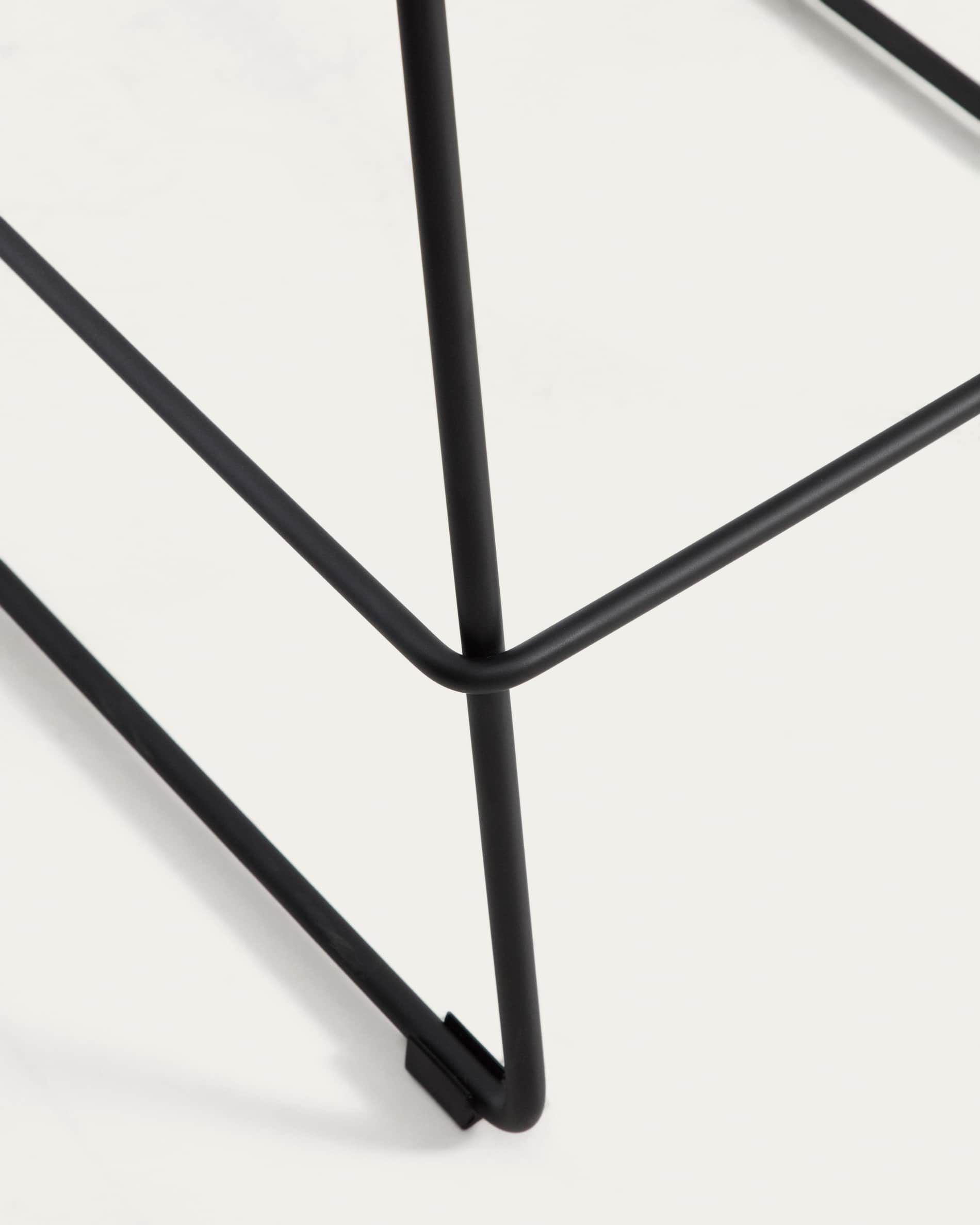 Zahara stool in brown chenille with steel legs with black finish 76cm FSC 100%