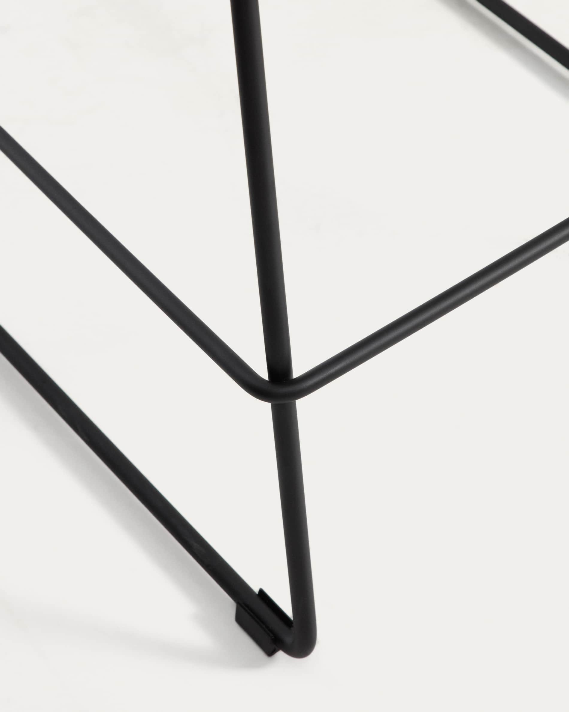 Zahara stool in beige chenille with steel legs with black finish 76cm FSC 100%