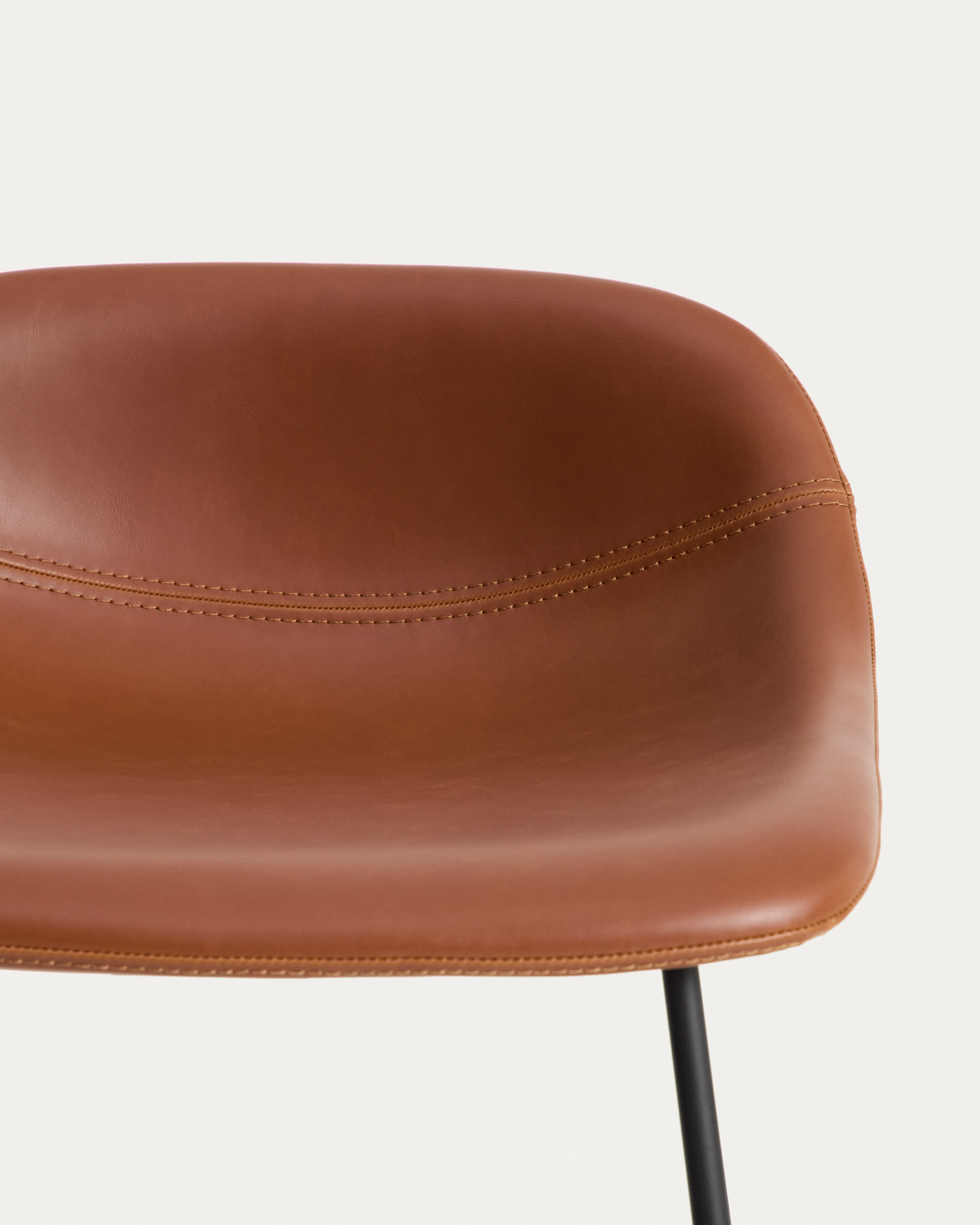Zahara stool in brown polyurethane with steel legs with black finish 76cm FSC 100%