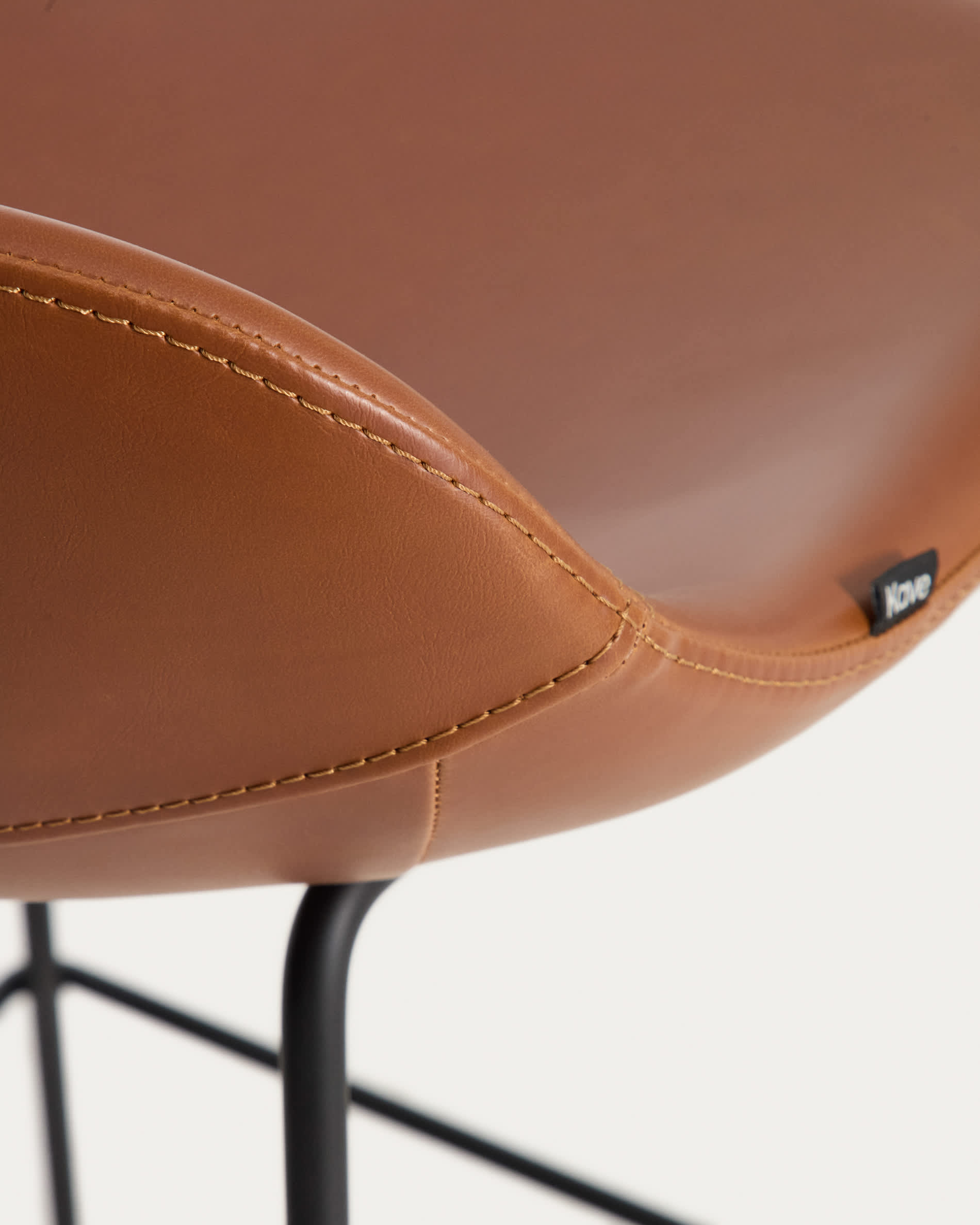 Zahara stool in brown polyurethane with steel legs with black finish 76cm FSC 100%