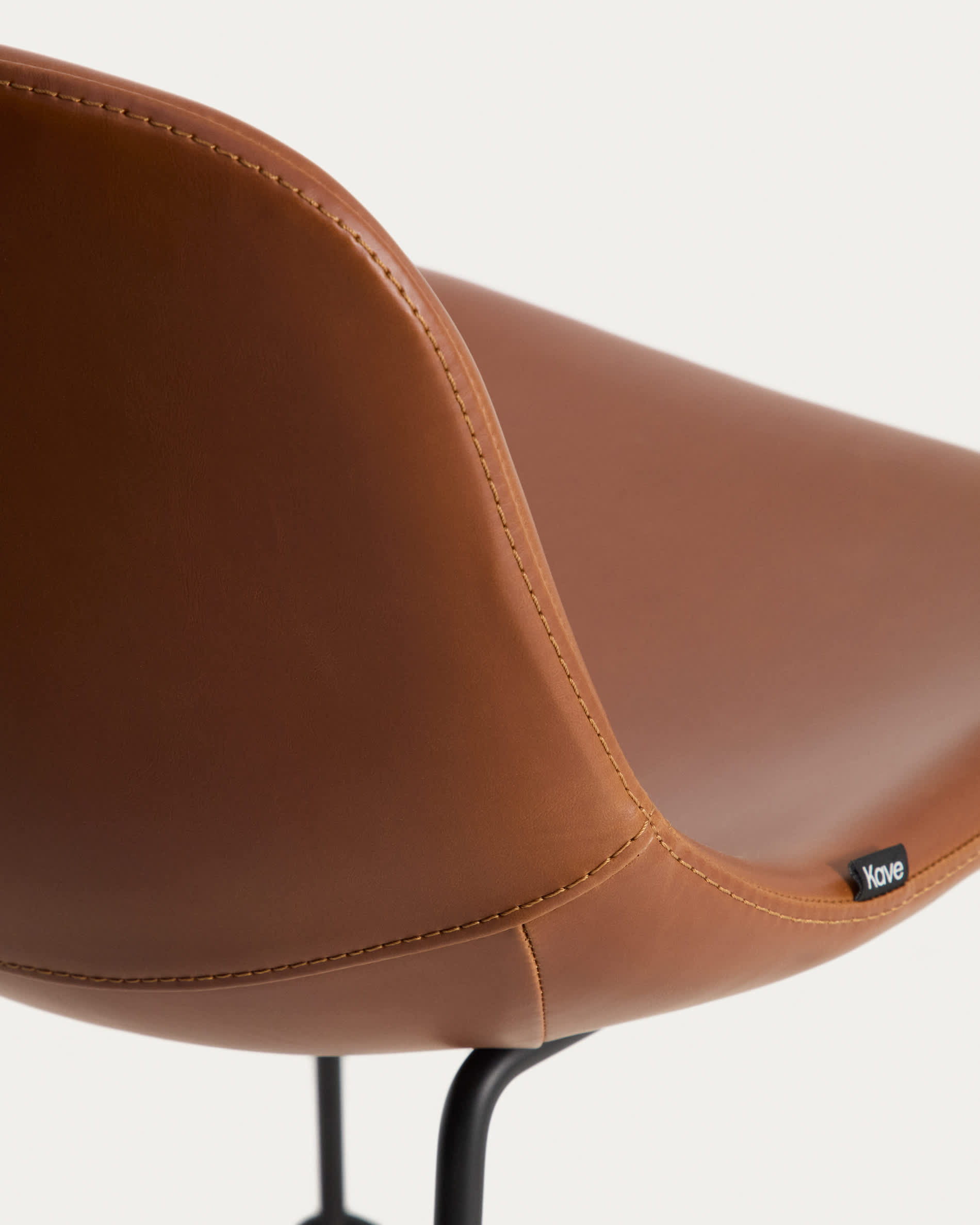 Zahara stool in brown polyurethane with steel legs with black finish 76cm FSC 100%