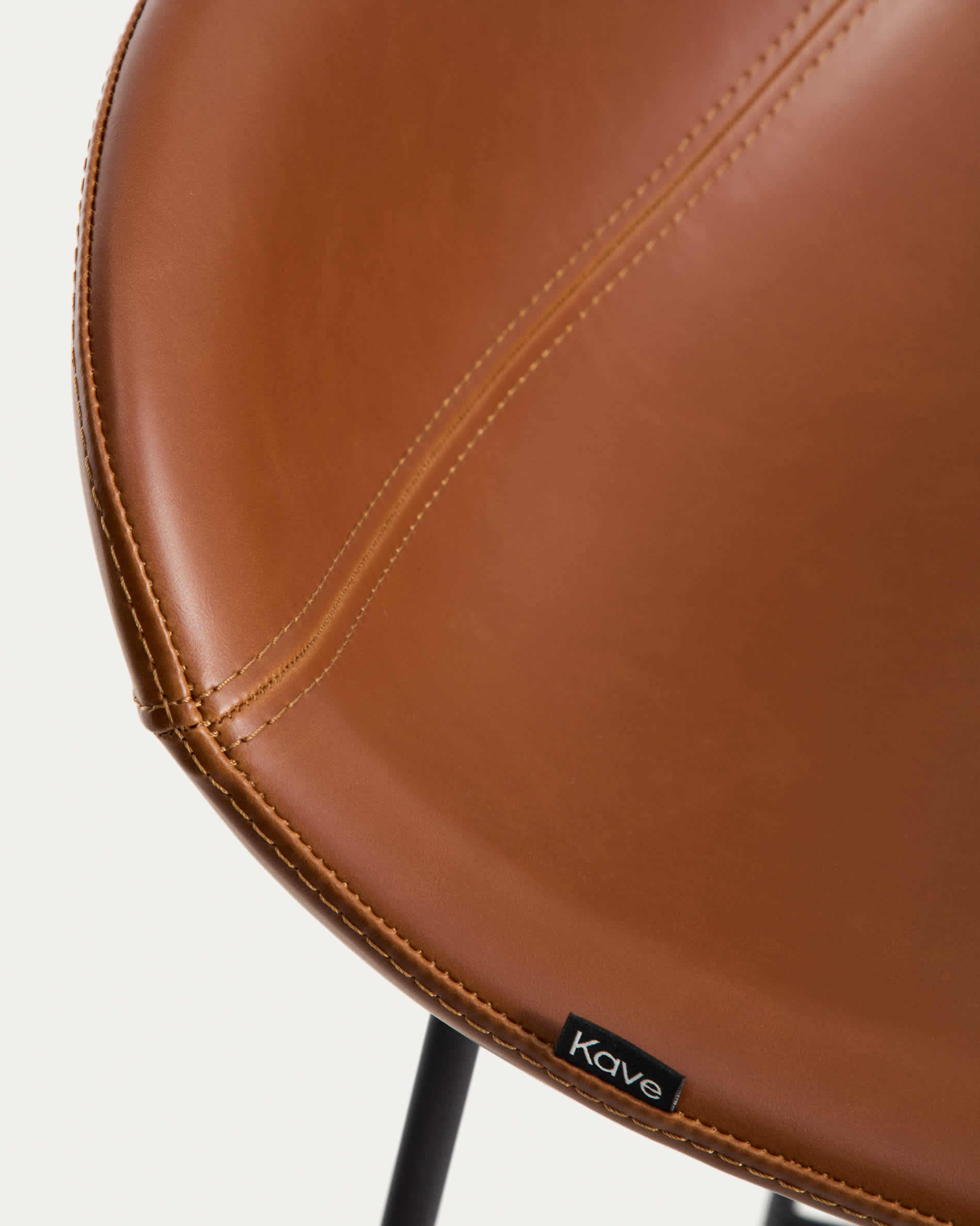 Zahara stool in brown polyurethane with steel legs with black finish 76cm FSC 100%