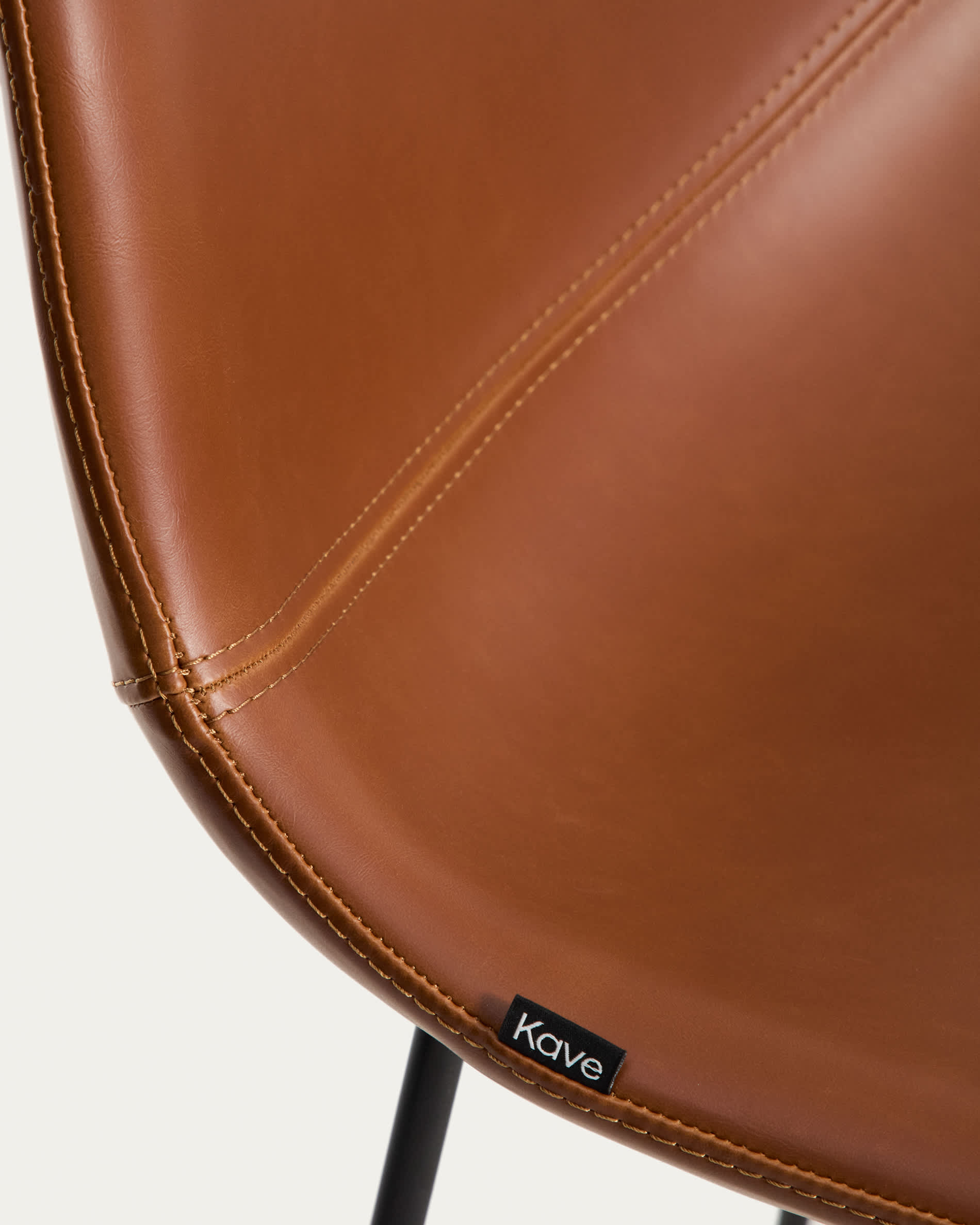 Zahara stool in brown polyurethane with steel legs with black finish 76cm FSC 100%