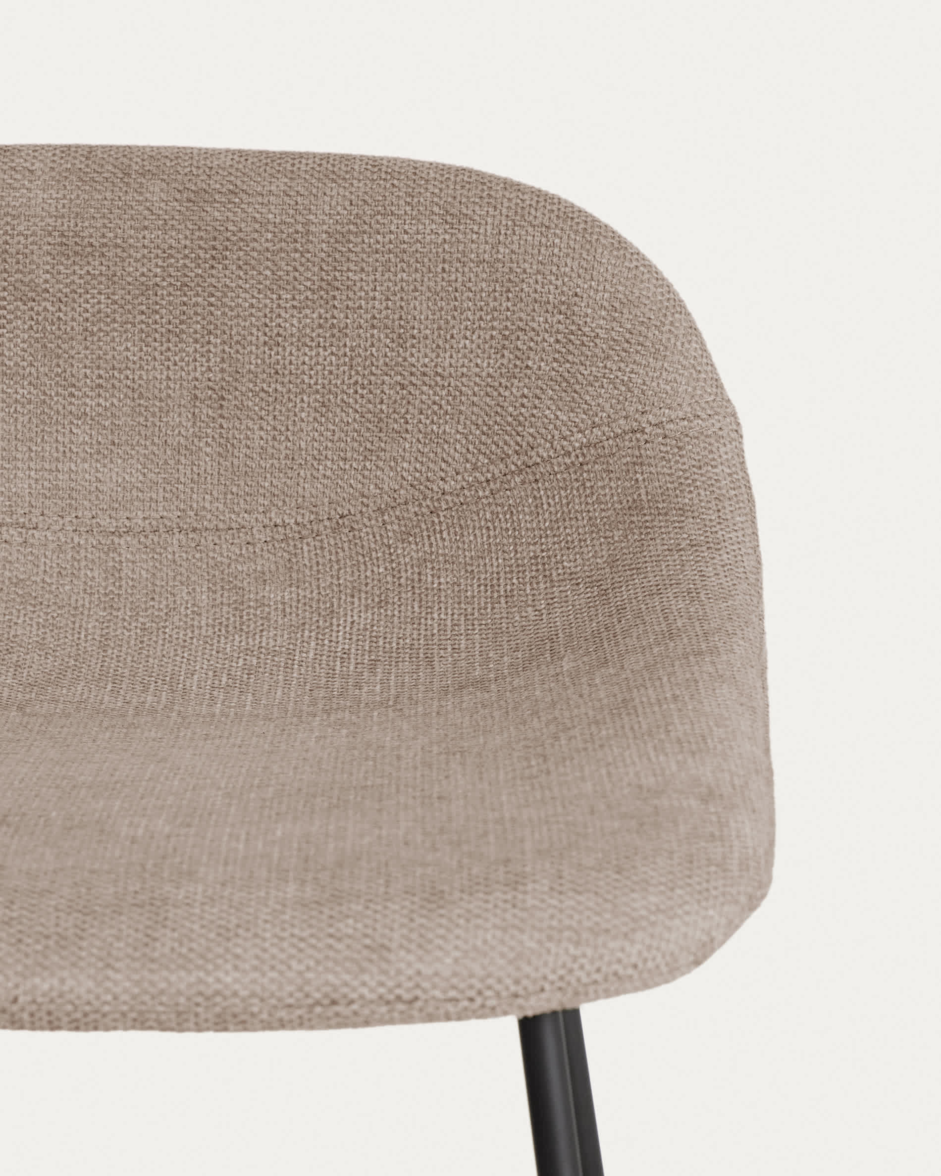 Zahara stool in brown chenille with steel legs with black finish 65cm FSC 100%